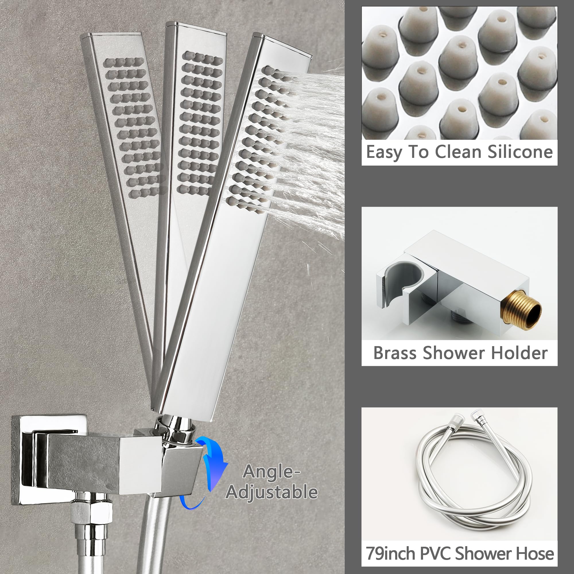 SKOWLL 2-Function Ceiling Mounted Shower System - High Pressure Rainfall Shower Head & Handheld Spray Combo - Polished Chrome Finish for Luxurious Bathroom Upgrade | Perfect for Master Bath, Spa-Like Experience, and Modern Home Renovation