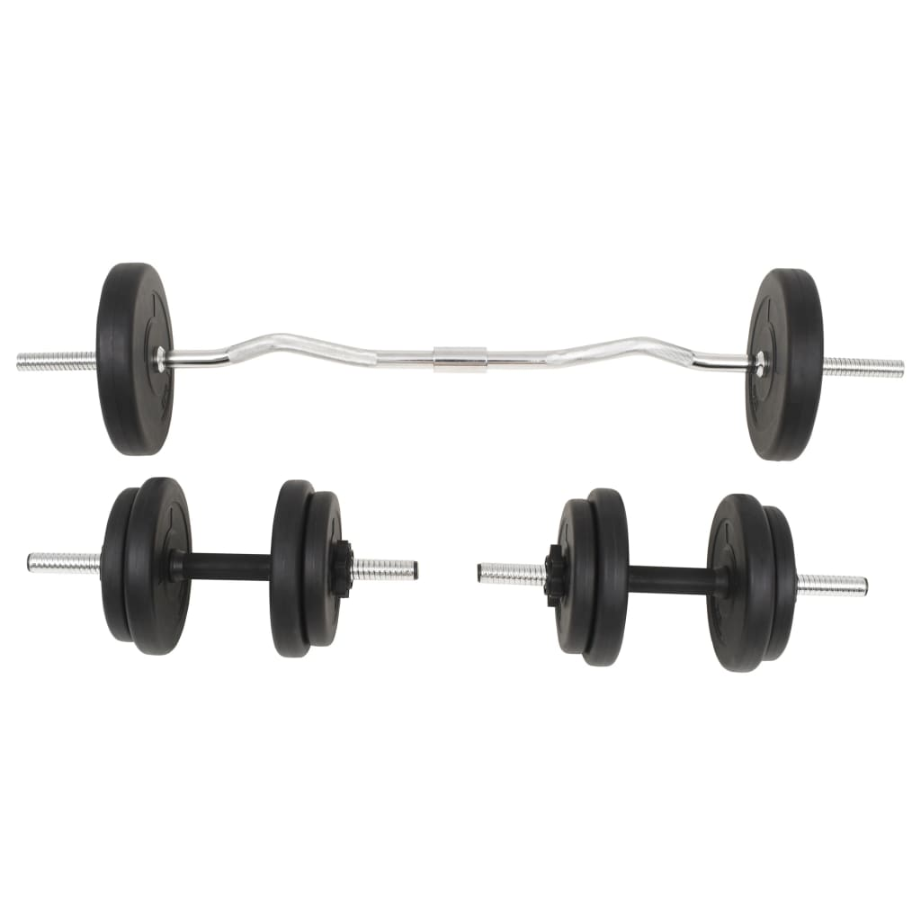 VidaXL 30kg Barbell and Dumbbell Set for Home Gym - Strength Training Equipment for Weightlifting, CrossFit & Fitness Workouts