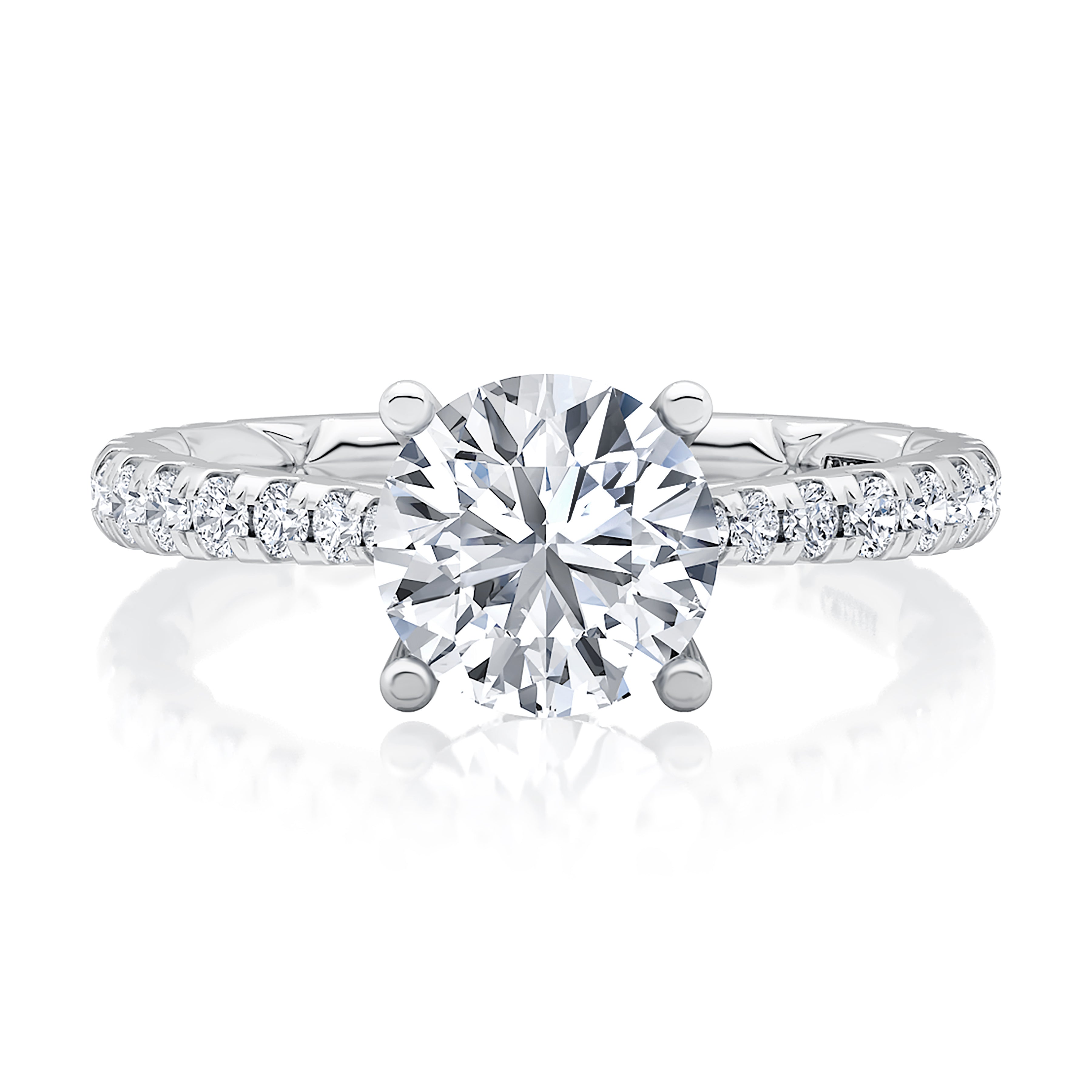 Exquisite Scalloped Pavé Diamond Engagement Ring - Handcrafted 14K Gold Wedding Band with Quilted Interior Design | Perfect for Proposals, Anniversaries & Bridal Jewelry Gifts