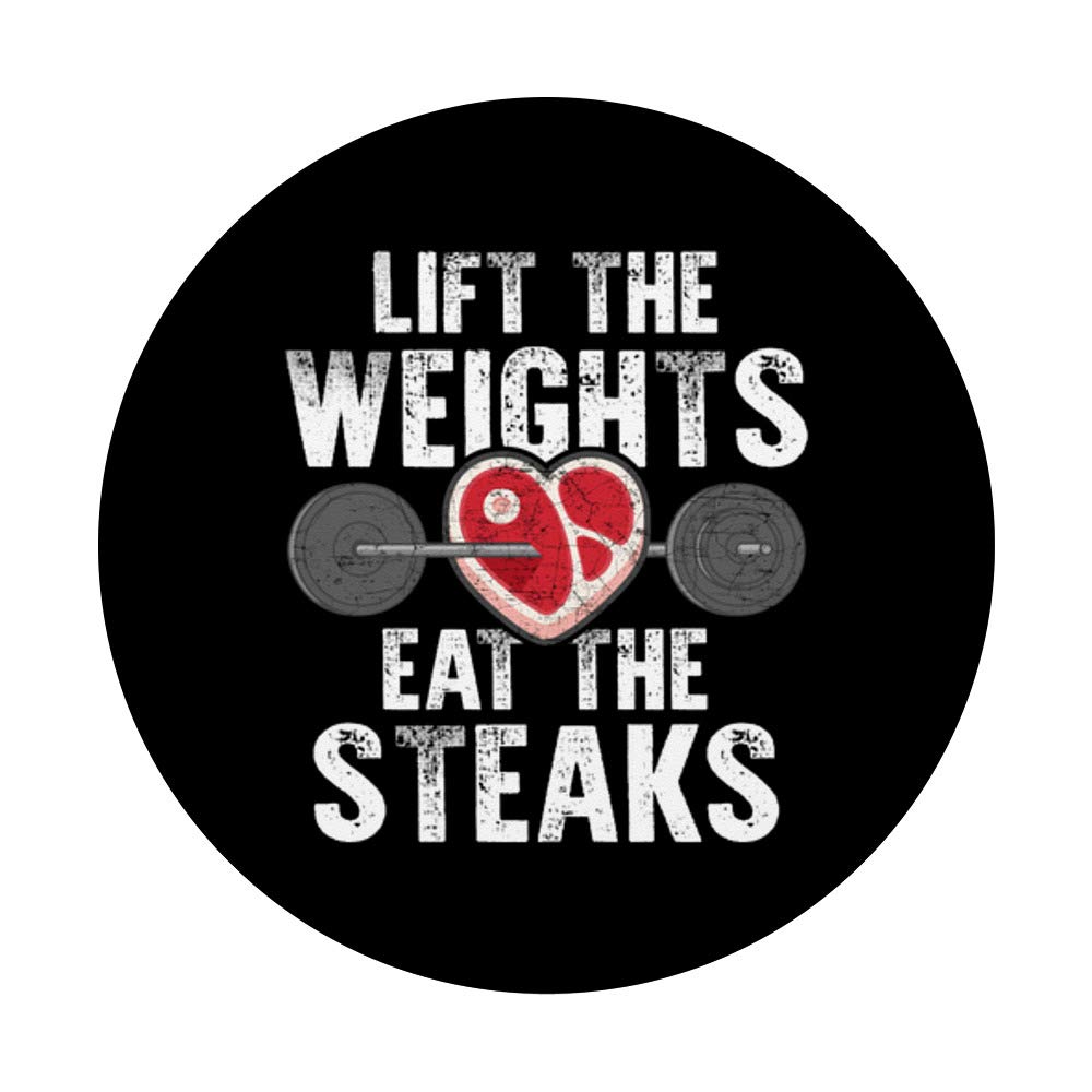 Funny Workout Gym Meat Lover PopSockets - Phone & Tablet Grip Stand with 'Lift Weights Eat Steaks' Design | Perfect for Fitness Enthusiasts & Protein Lovers