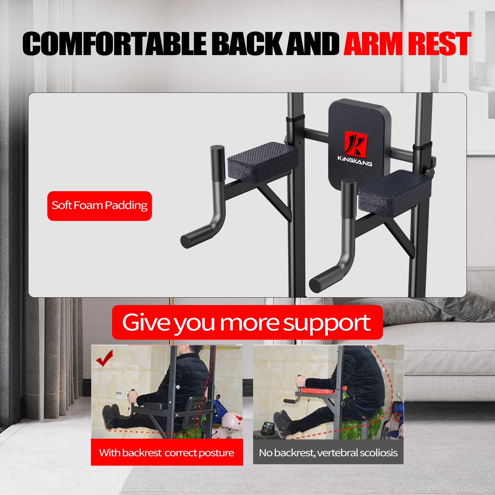 Adjustable Power Tower for Pull Ups & Dips – Multi-Function Home Gym Strength Training Equipment for Full-Body Workouts | Perfect for Home Fitness, Calisthenics & Muscle Building