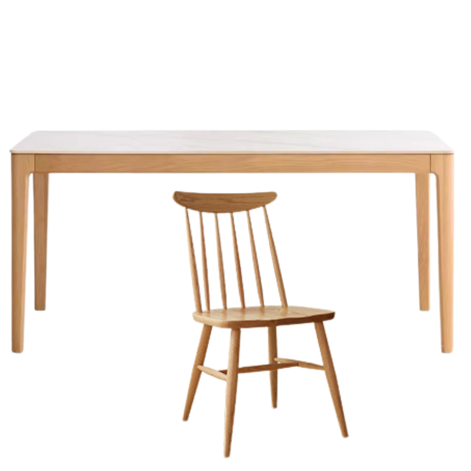 51.2x31.5x29.5 inch / 130x80x75 сm / Natural Wood Color / Oak Dining table + four dining chairs