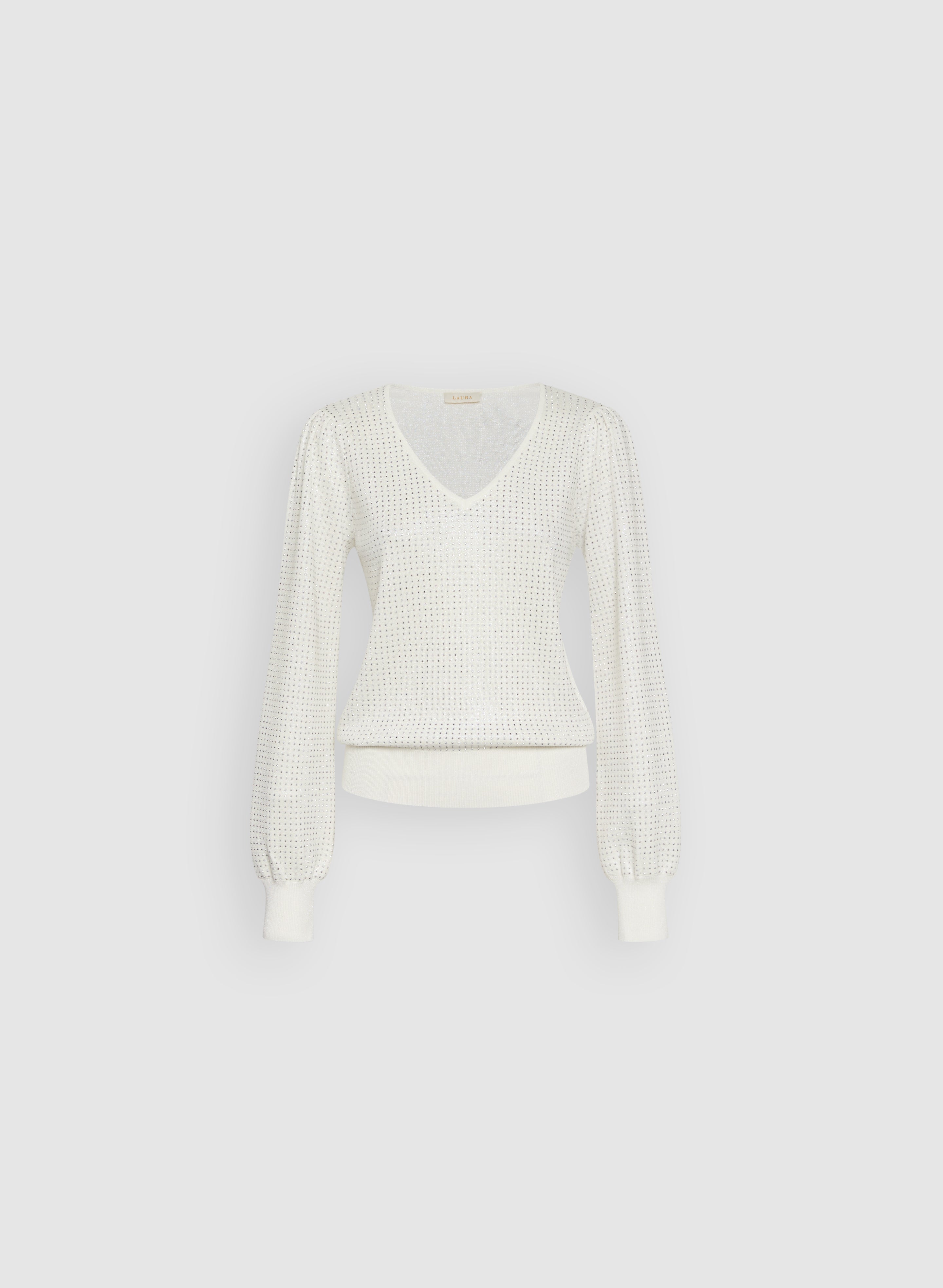 Embellished V Neck Sweater for Women - Elegant Knit Pullover with Beaded Details | Perfect for Office Wear, Date Nights & Holiday Parties