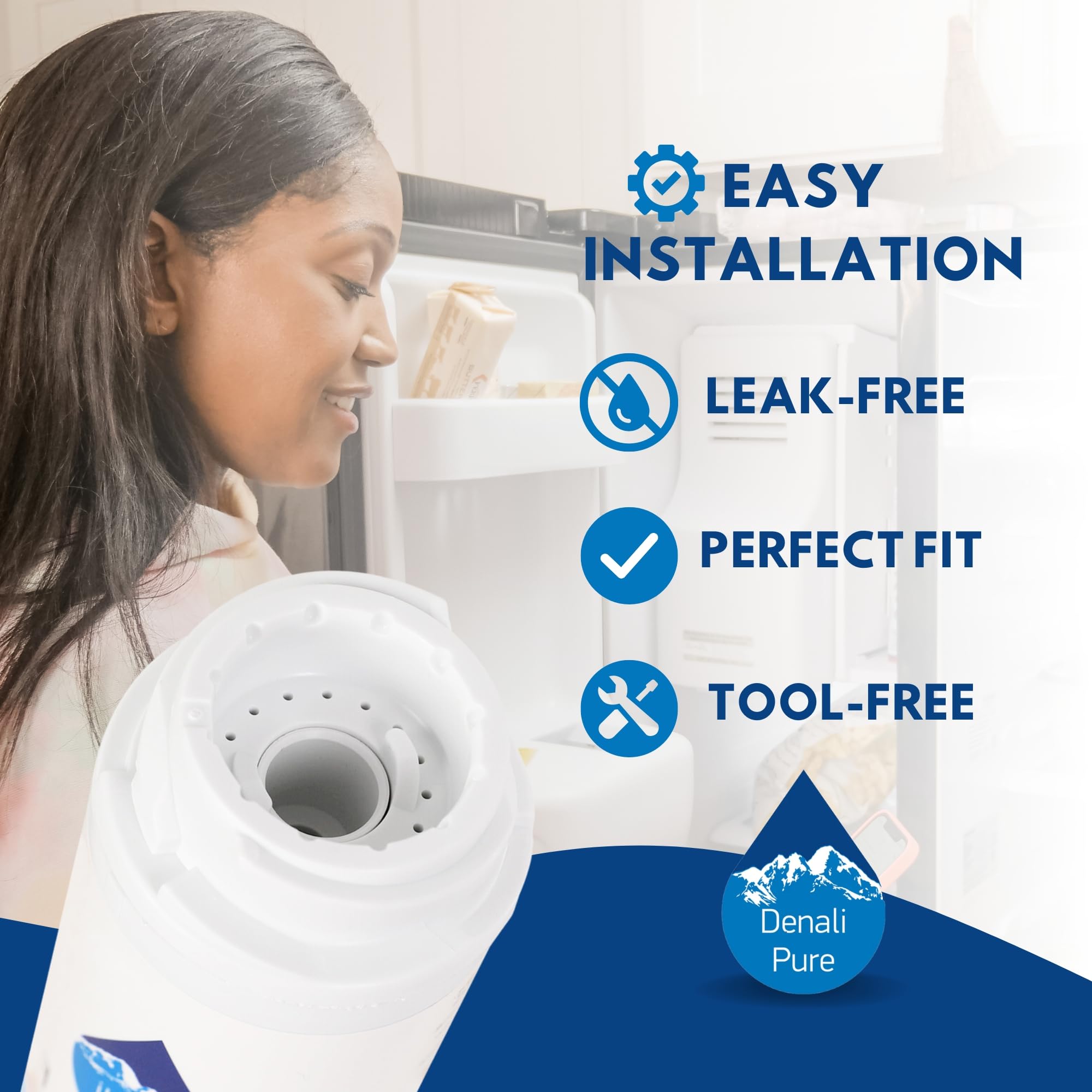3-Pack GE PDS22MIWCBB Refrigerator Water Filter Replacement - Compatible with GE GSWF Fridge Water Filter Cartridge | Clean & Fresh Drinking Water for Home & Office