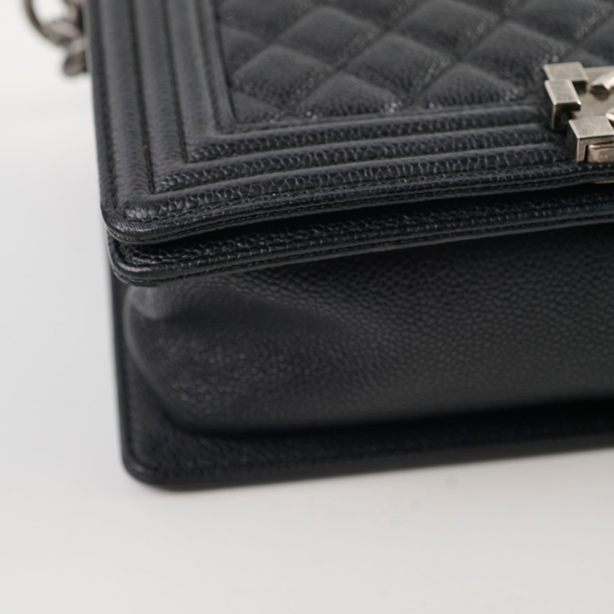 Chanel Old Medium Caviar Boy Black Leather Crossbody Bag - Luxury Designer Handbag for Women, Perfect for Evening Parties & Date Nights