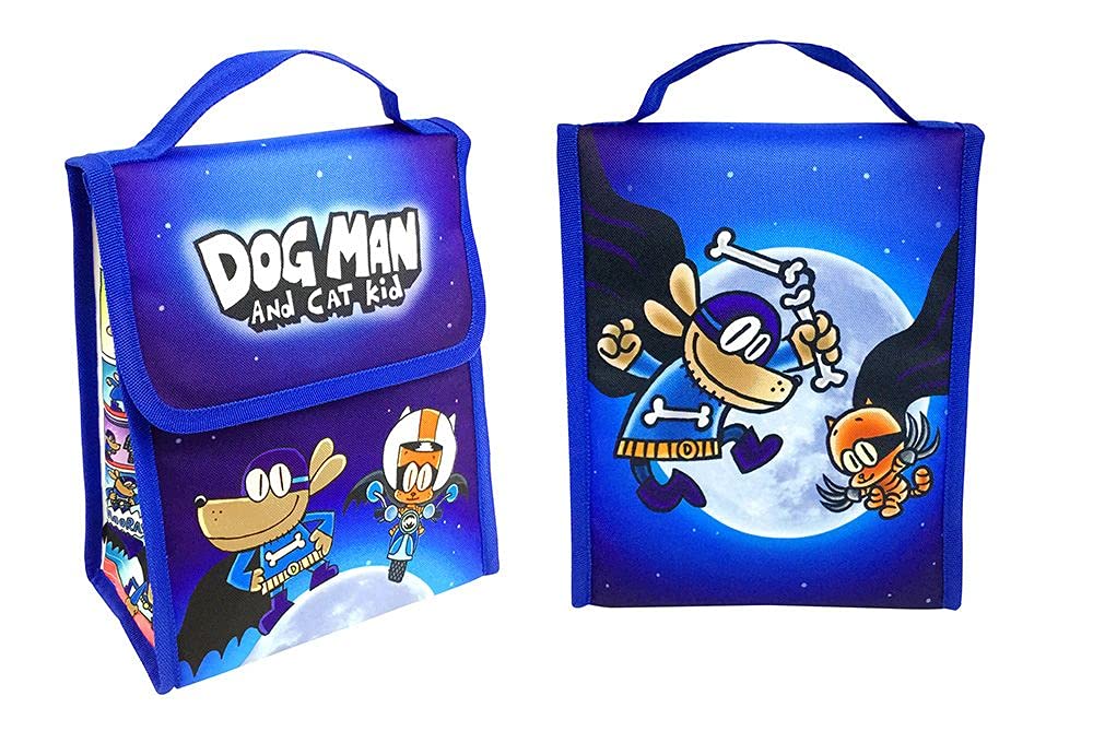 Dog Man & Cat Kid Insulated Lunch Bag Set for Kids - Large Back to School Lunch Box with Plush Toy - Perfect for School, Picnics & Travel