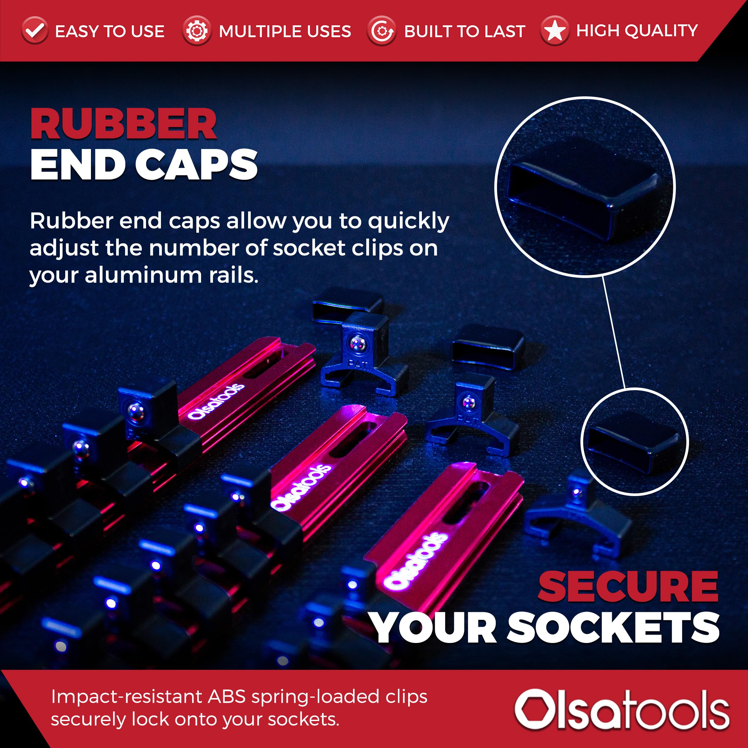 Olsa Tools 3-Piece Red Socket Organizer Set - 1/2
