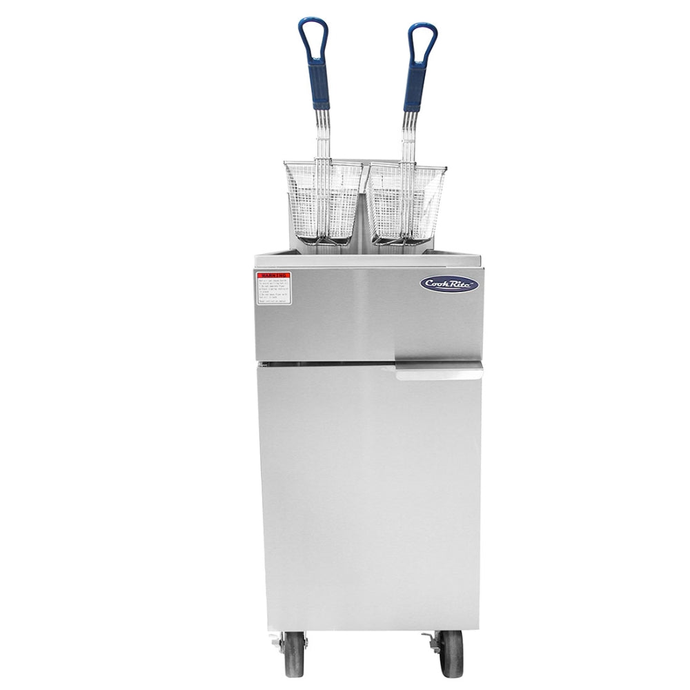 Atosa 40 lb Commercial Floor Fryer - 102,000 BTU Natural Gas Fryer for Restaurants & Catering - Perfect for High-Volume Deep Frying in Fast Food Chains & Food Trucks