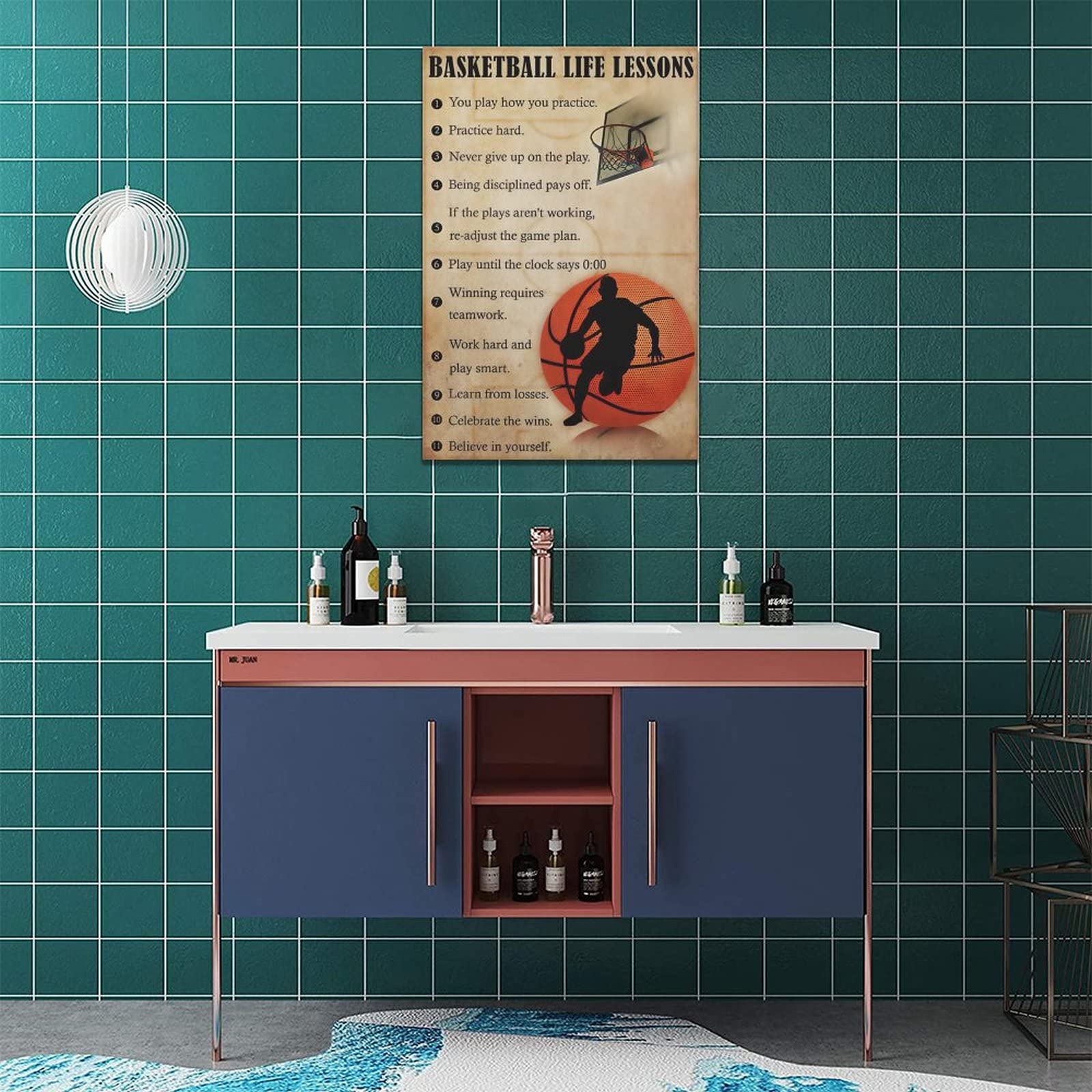 Basketball Wall Art - Motivational Canvas Print for Gym & Room Decor 16x24