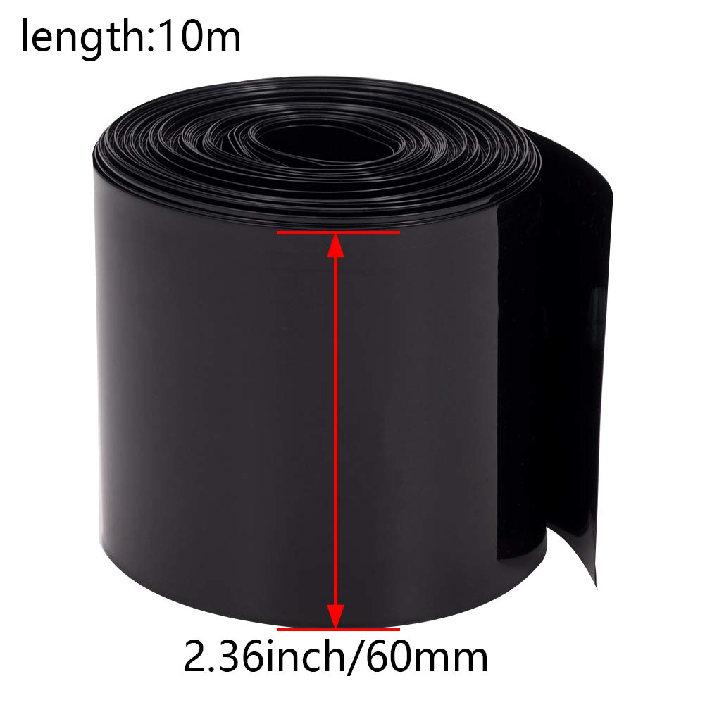 PVC Heat Shrink Tubing for Battery Packs - 10m Black Electrical Insulation Wrap - Perfect for DIY Battery Repair, Electronics Protection & Wire Organization