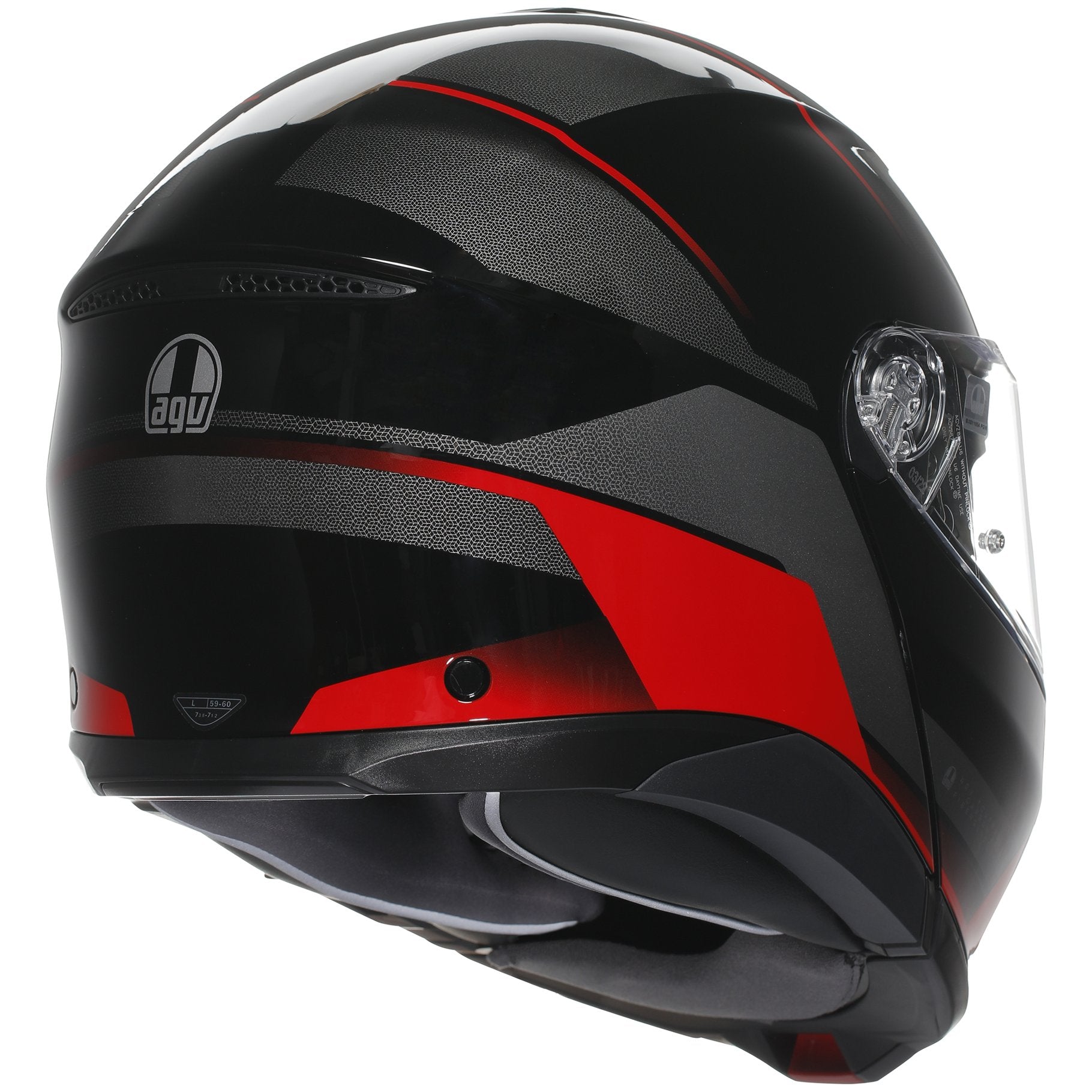 AGV Tourmodular Perception Helmet - Black/Red Motorcycle Full Face Helmet for Men & Women - Perfect for Touring, Commuting & Adventure Riding