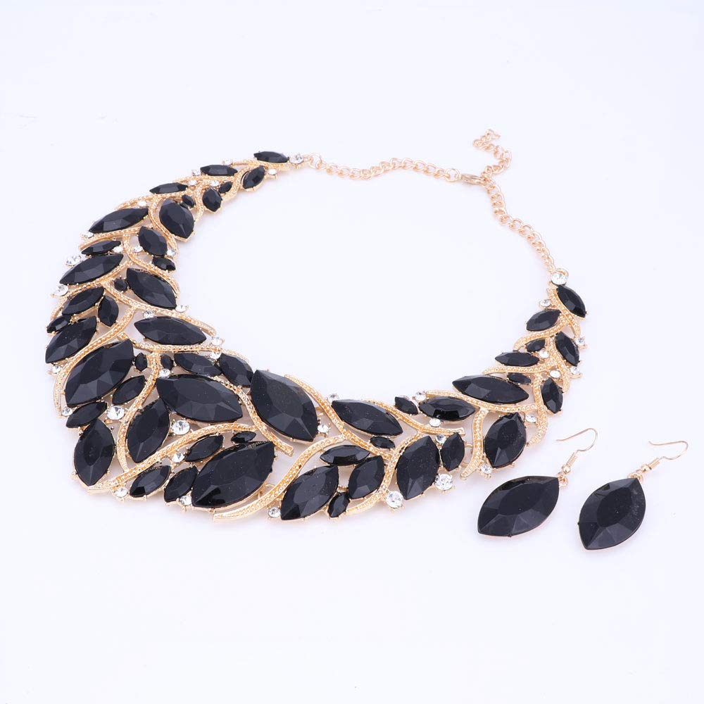 African Beads Jewelry Set for Women - Crystal Statement Necklace & Earrings Bridal Jewelry Set | Perfect for Weddings, Parties & Special Occasions