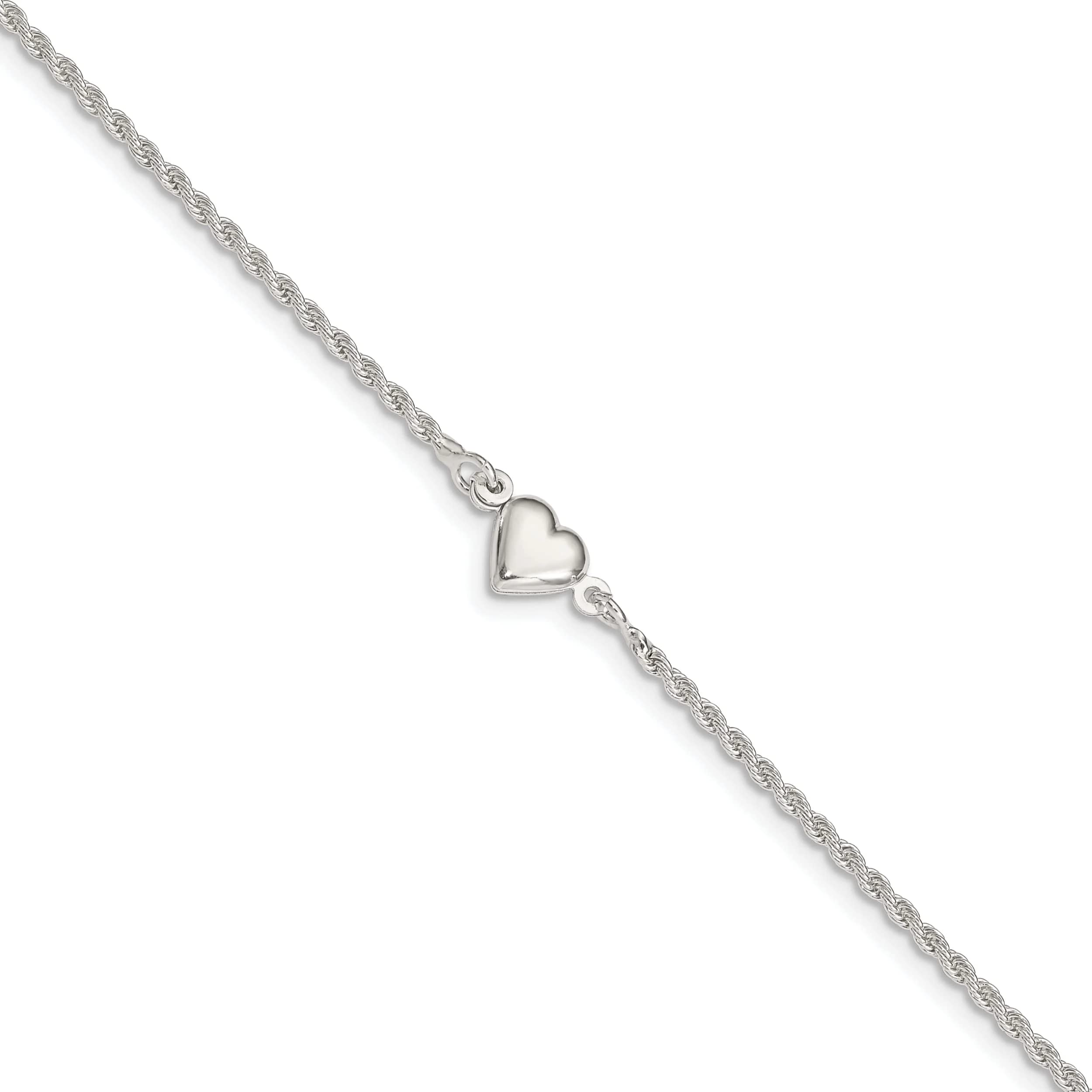 Elegant Sterling Silver Puffed Heart Anklet - Dainty Adjustable Ankle Bracelet for Women - Perfect for Beach, Summer & Casual Wear