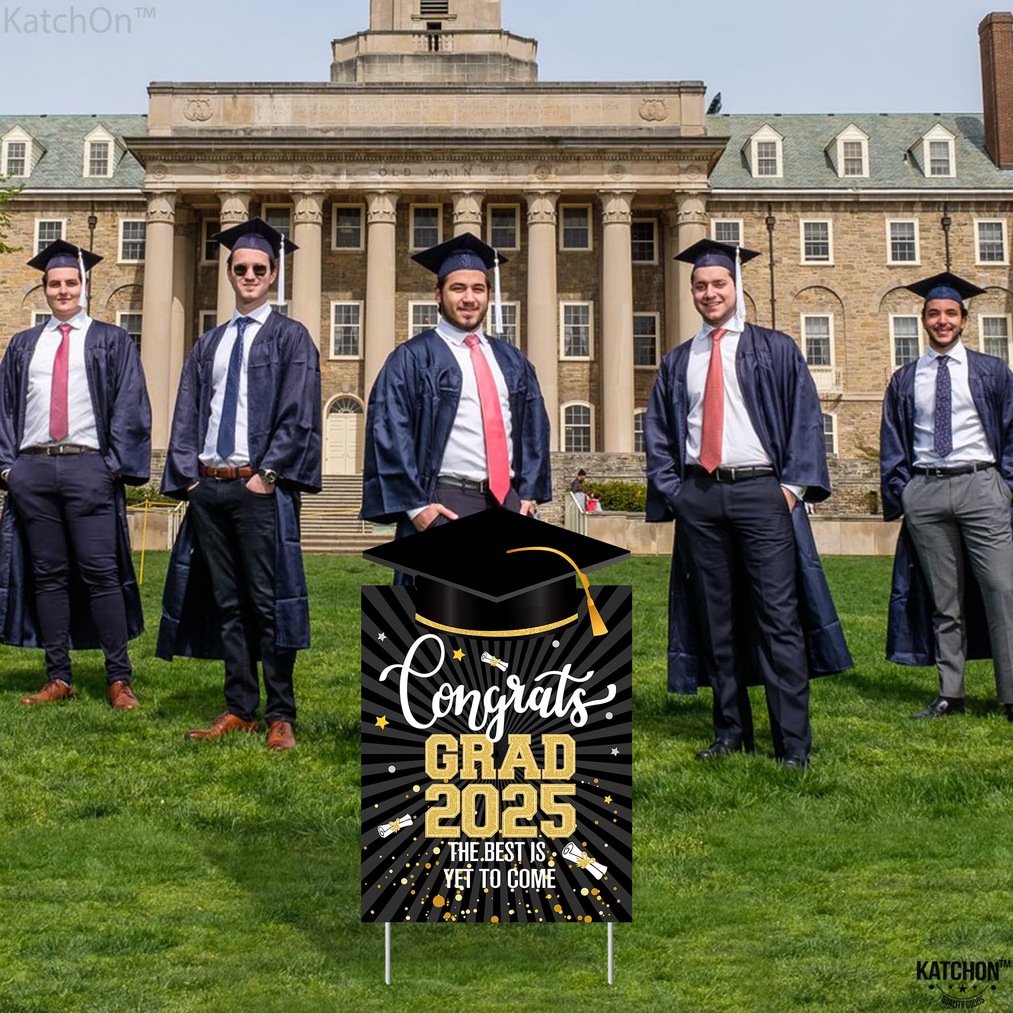 Katchon Graduation Yard Sign - 16x10 Inches | Class of 2025 Outdoor Decor | Durable Congrats Grad Sign for Lawn, Garden & Party Decorations | Perfect for High School & College Graduation Celebrations