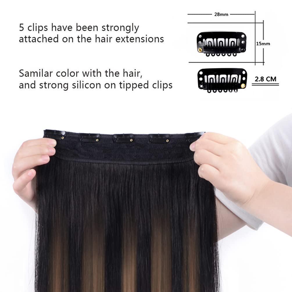 Winsky 18 Inch Real Human Hair Extensions Clip in - 80g Black Balayage Remy Hair Weft for Women (Color #1BT6P1B) | Natural Looking Hairpiece for Daily Styling, Parties & Special Occasions
