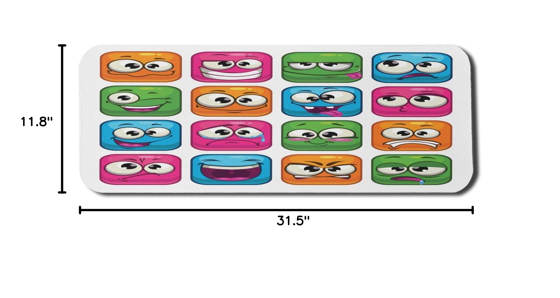 Ambesonne Funny Computer Mouse Pad - Digital Square Cartoon Smiling Face Monster Comic Design, Non-Slip Rubber Base, Large 31