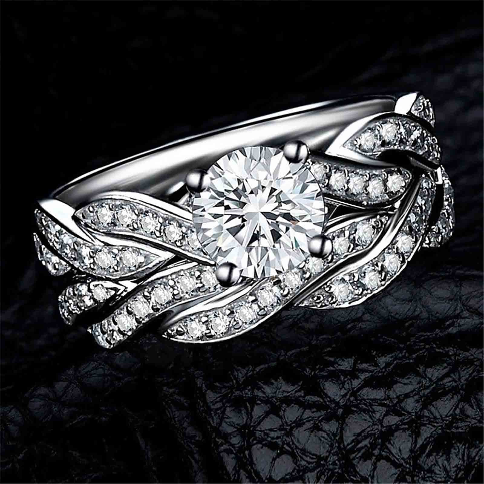 Elegant Silver Wedding Rings for Women - Bridal Ring Sets, Twisting Engagement Rings for Couples - Perfect for Proposals, Anniversaries & Romantic Gifts - Ideal for Wedding Ceremonies, Vow Renewals and Date Nights