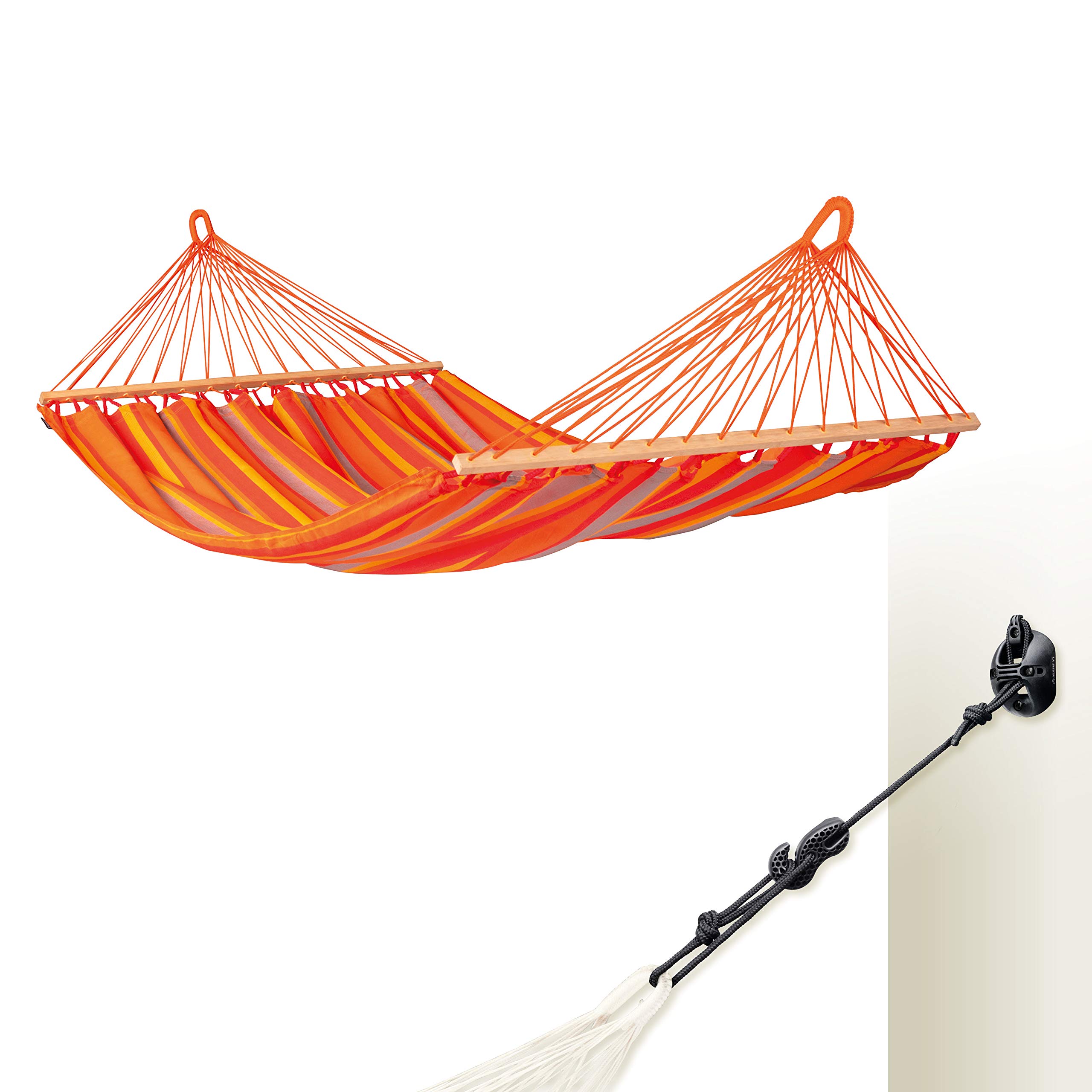LA SIESTA® Alisio 2-Person Hammock with Spreader Bar - Weatherproof Outdoor Hanging Bed for Patio, Backyard & Camping - Includes CasaMount Suspension Kit for Walls, Ceilings & Square Beams - Supports Up to 355 lbs - Toucan Design
