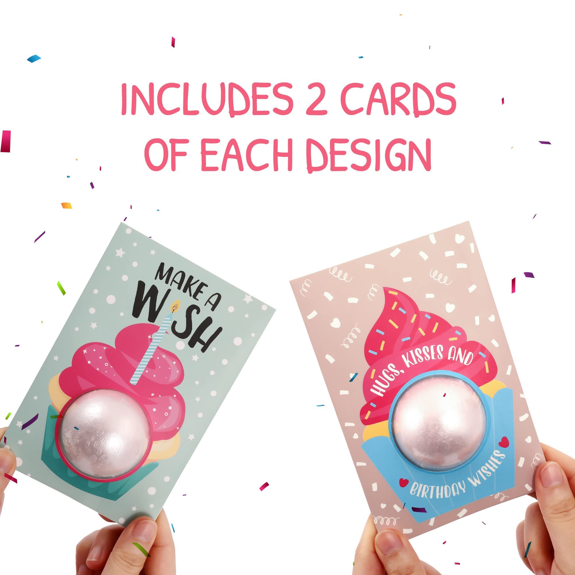 Pop Fizz Birthday Card Bath Bombs (4-Pack) - Perfect Gift for Women's Celebrations