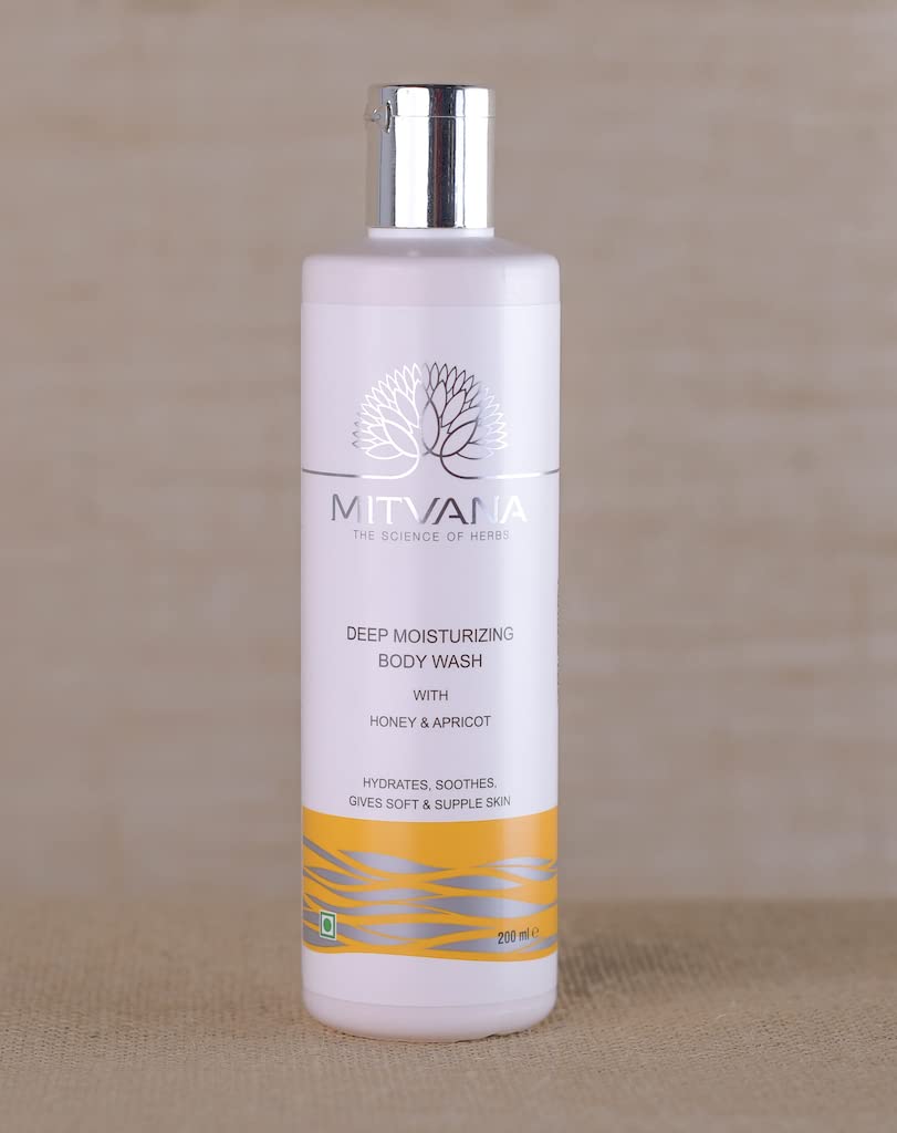 MITVANA Deep Moisturizing Body Wash with Honey & Apricot - Hydrating & Soothing Shower Gel for Soft, Supple Skin - Relaxing Body Wash for Men & Women (200ml) - Perfect for Dry Skin Care & Daily Shower Routine