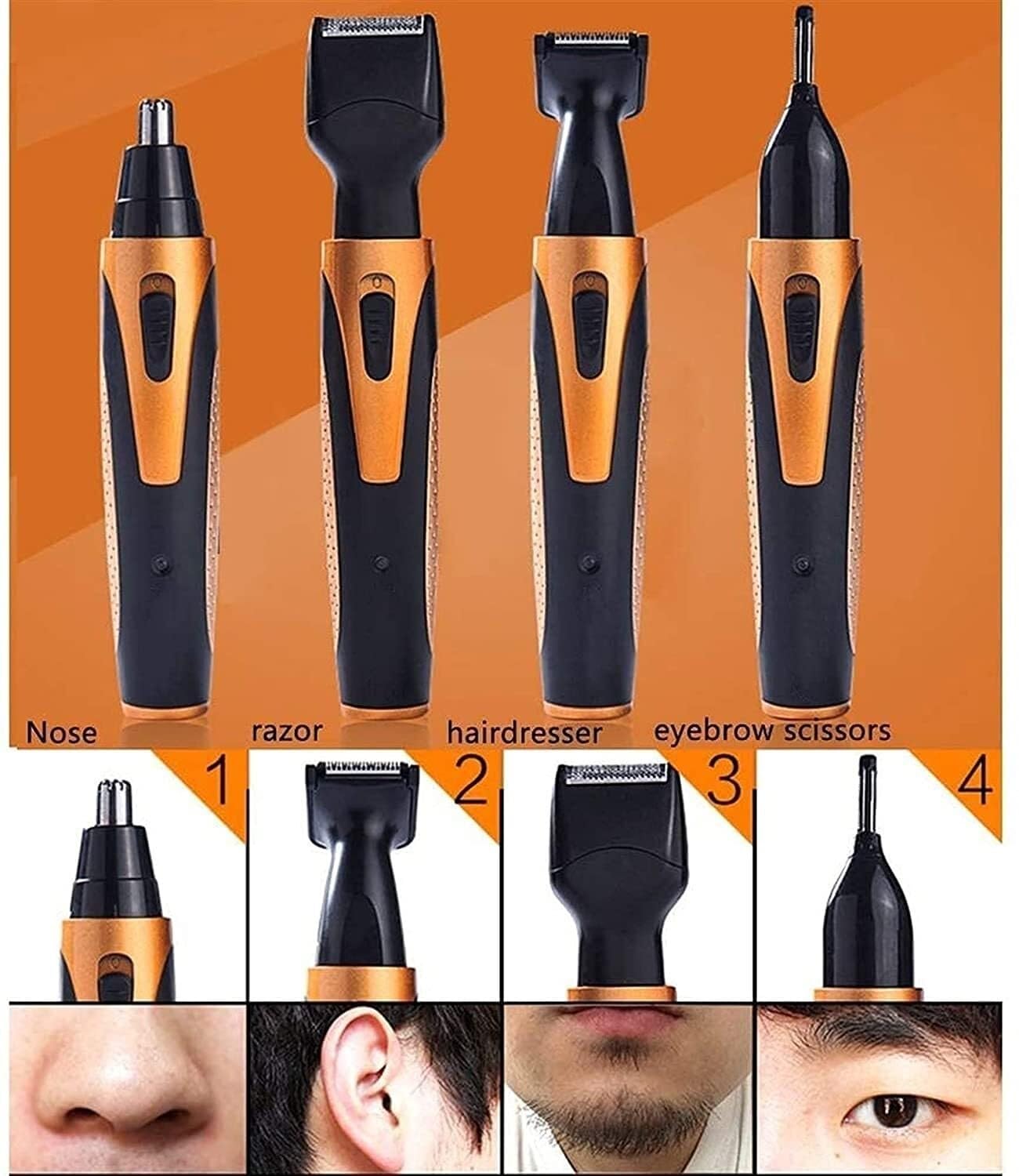 4 in 1 Painless Eyebrow & Facial Hair Trimmer for Men & Women - Rechargeable Electric Grooming Kit with LED Light - Perfect for Bathroom, Travel & Camping (Ideal for Home Use & On-the-Go Grooming)