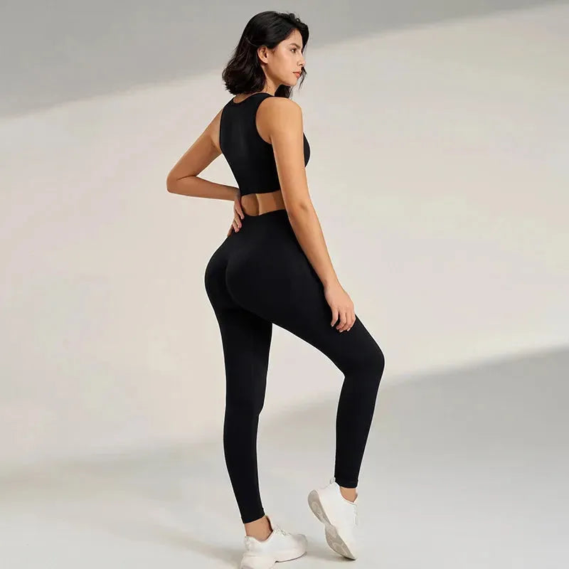 Women's High Waisted Yoga Pants & Seamless Workout Top Set - 2 Piece Breathable Fitness Outfit for Yoga, Gym & Running | Comfortable Exercise Clothes for Women