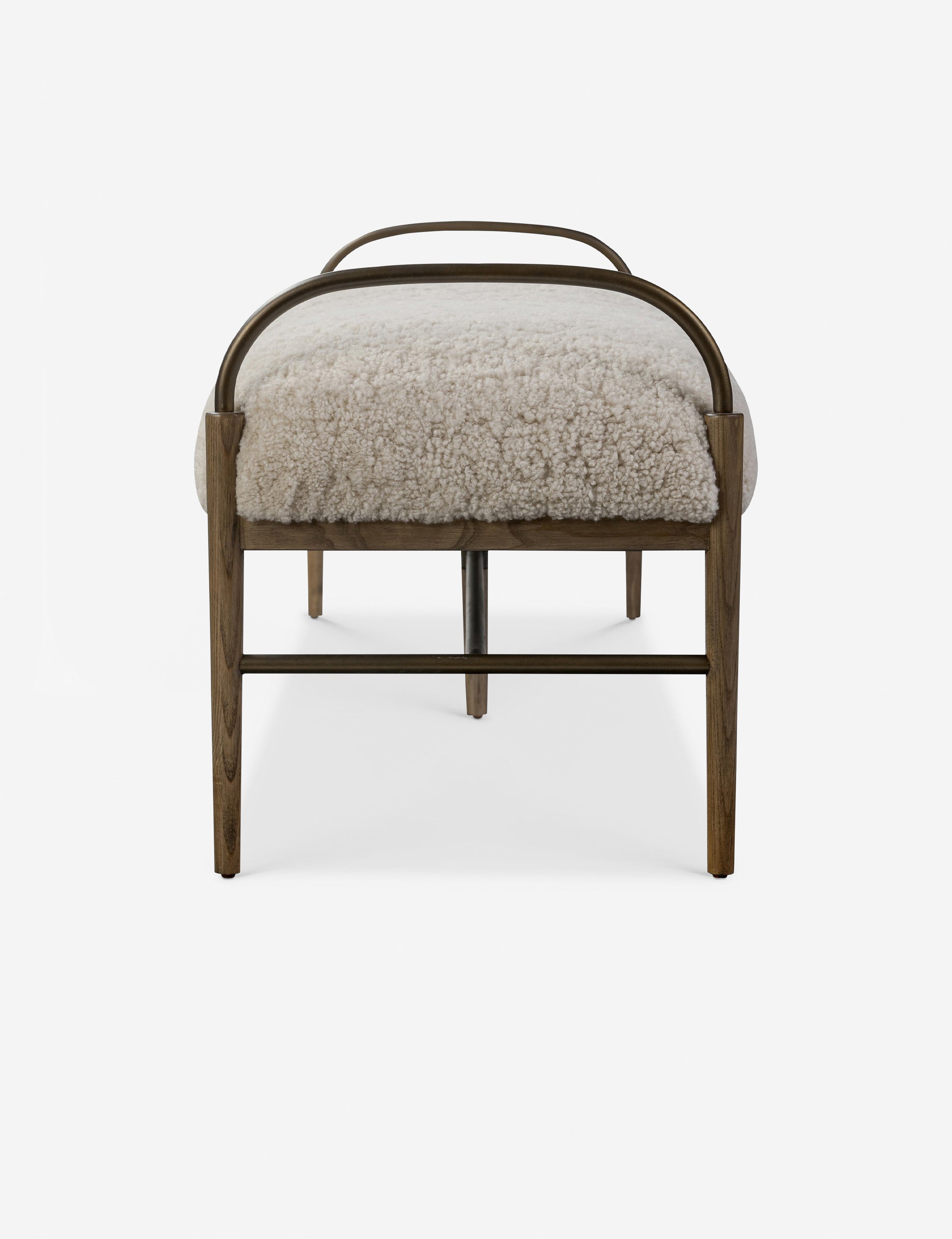 Amber Lewis x Four Hands Demi Bench - Modern Wooden Entryway Bench with Upholstered Seat - Perfect for Hallway, Living Room, or Bedroom Decor