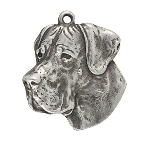 Silver-Plated Dog Pendant Necklace with Leather Strap - Elegant Gift Box Included - Unisex Dog Breed Jewelry (Great Dane Design) - Perfect for Pet Lovers, Birthday Gifts & Special Occasions