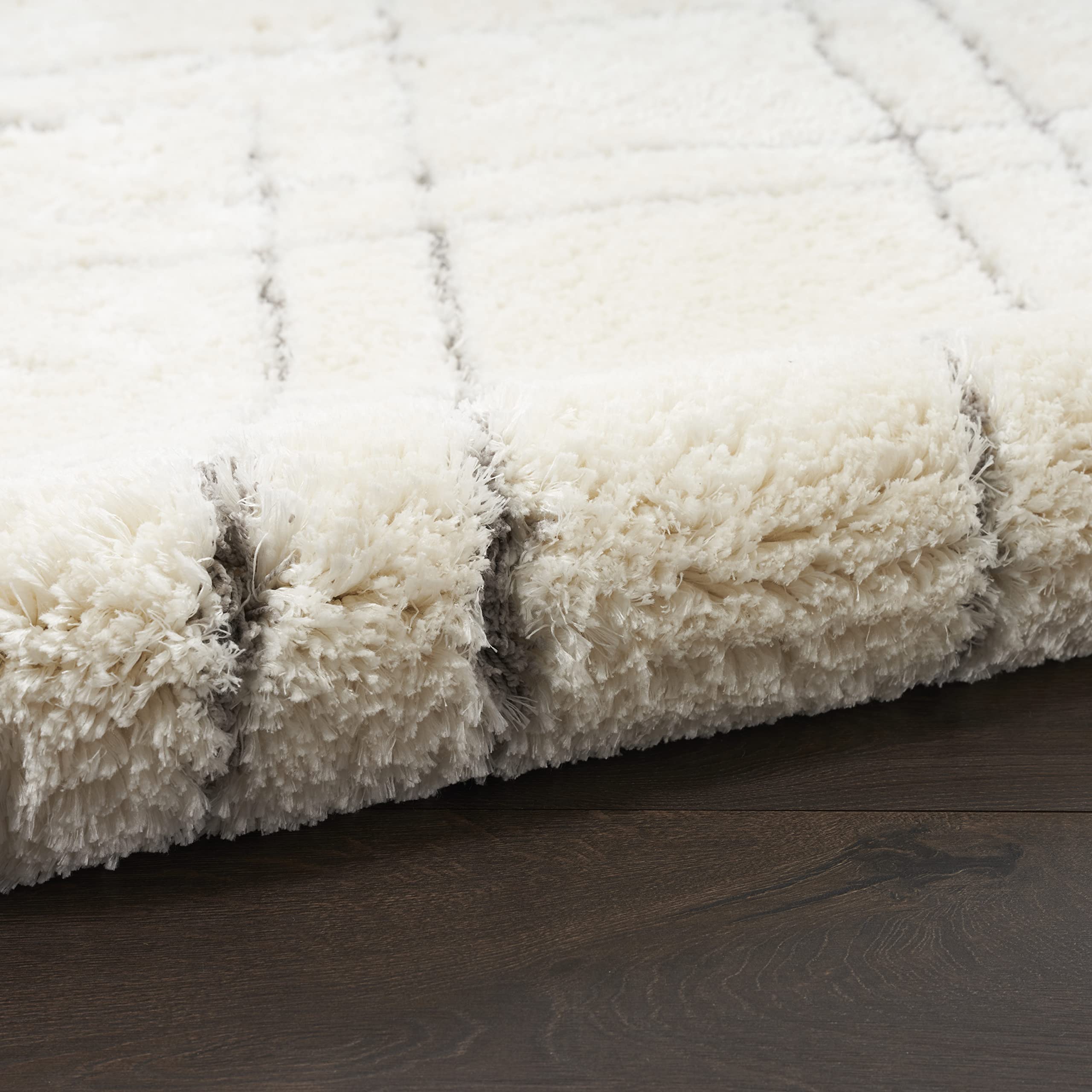 Nourison Luxurious Shag Lattice Ivory 8x10 Area Rug - Soft Plush Easy Clean Non-Shedding Carpet for Living Room, Bedroom, Dining Room & Kitchen | Perfect for Cozy Home Decor & High Traffic Areas