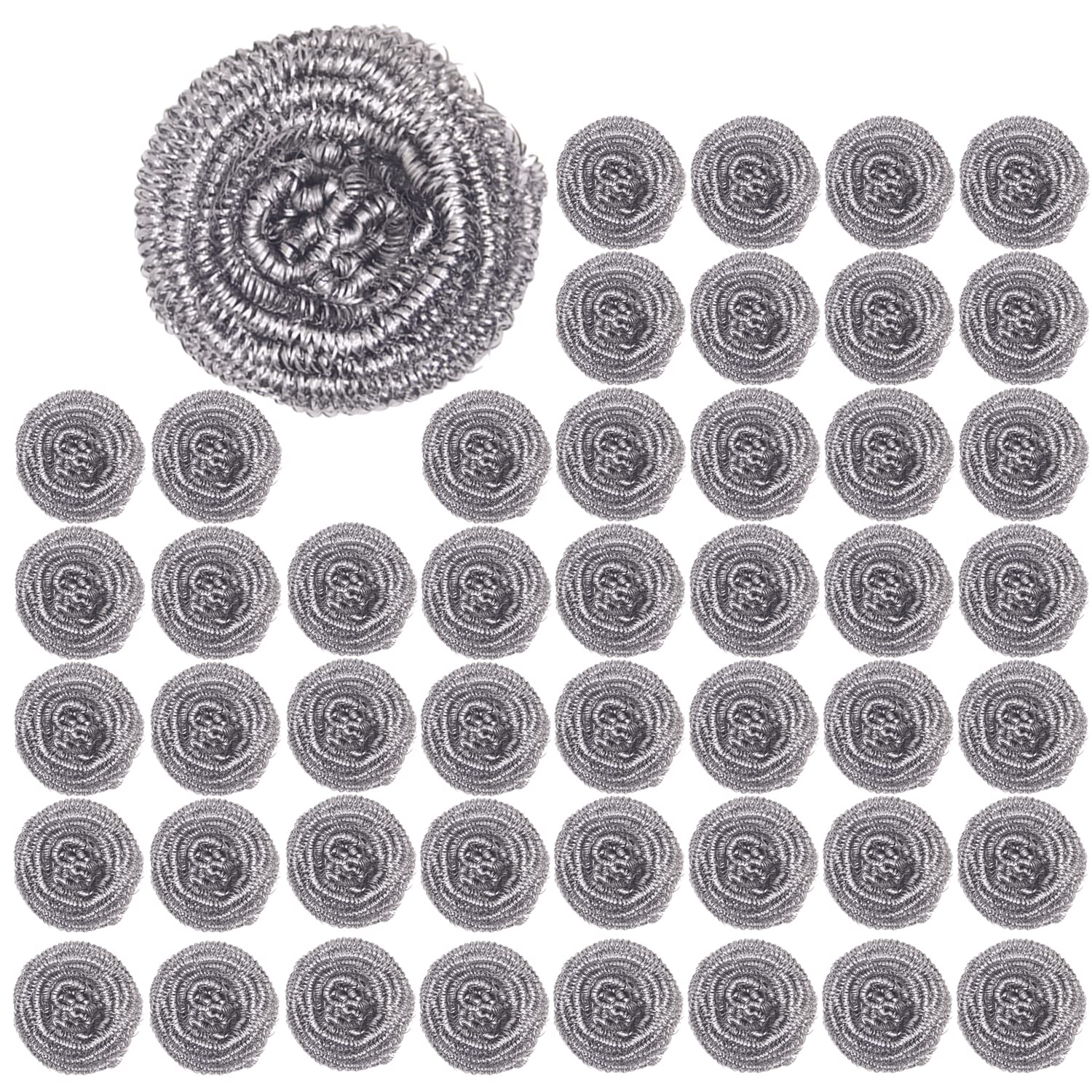 48 Pack Stainless Steel Scourer Sponges - Heavy Duty Steel Wool Scrubbers for Stoves, Pots, Pans, Cooker Hoods & Hard-to-Clean Surfaces (10 Gram Each) - Perfect for Kitchen Cleaning, Grill Maintenance & DIY Projects