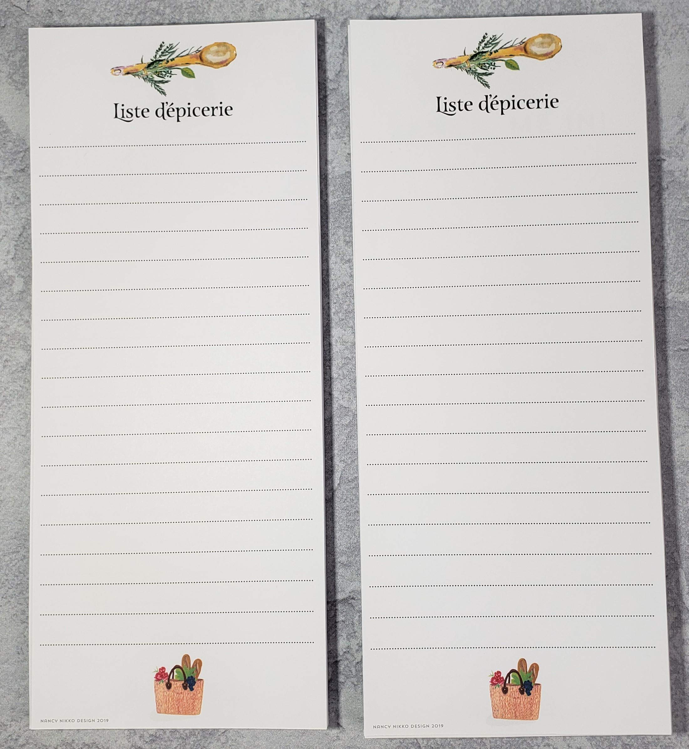 French Themed Grocery List Notepads - Set of 2 Refrigerator Memo Pads for Kitchen Shopping Organization (Liste d'épicerie) - Perfect for Meal Planning & Supermarket Trips