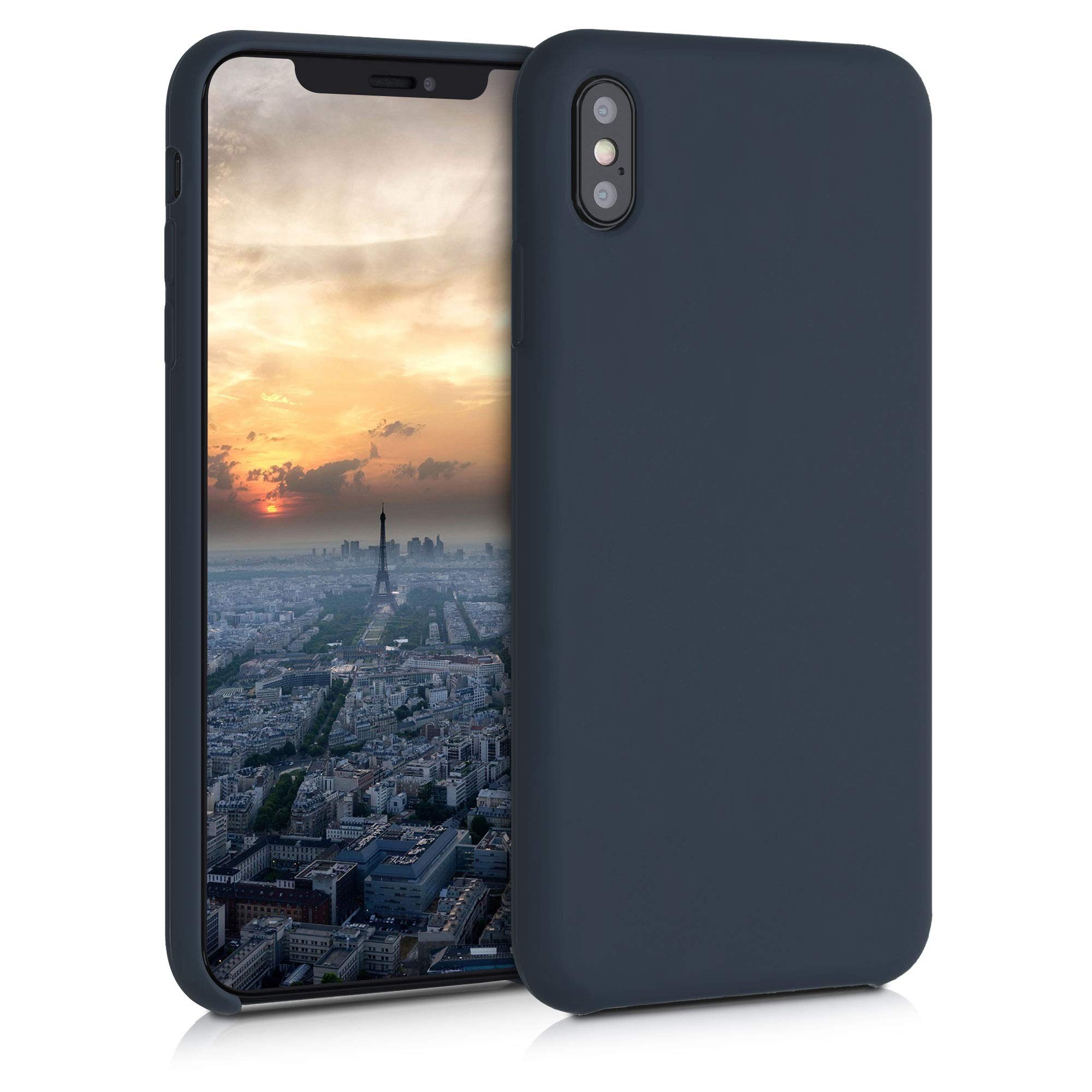 kwmobile TPU Silicone Case for Apple iPhone Xs Max - Shockproof Soft Protective Cover with Non-Slip Grip (Blueberry) - Perfect for Everyday Use, Work & Travel Protection