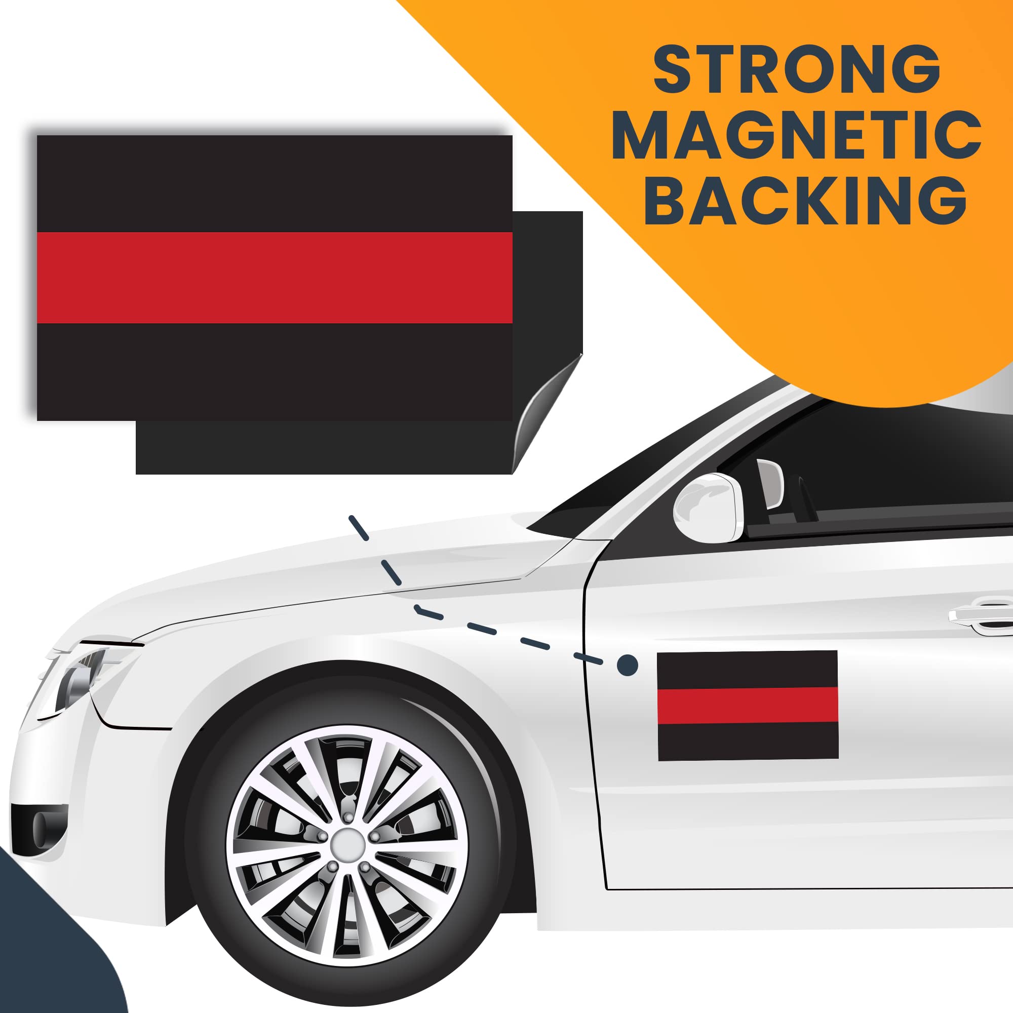 Thin Red Line Magnet Decal 5x8 Inches - Heavy Duty Automotive Magnet for Car, Truck & SUV - Black & Red Firefighter Support Decal - Perfect for Showing Support on Vehicles, Lockers & Metal Surfaces