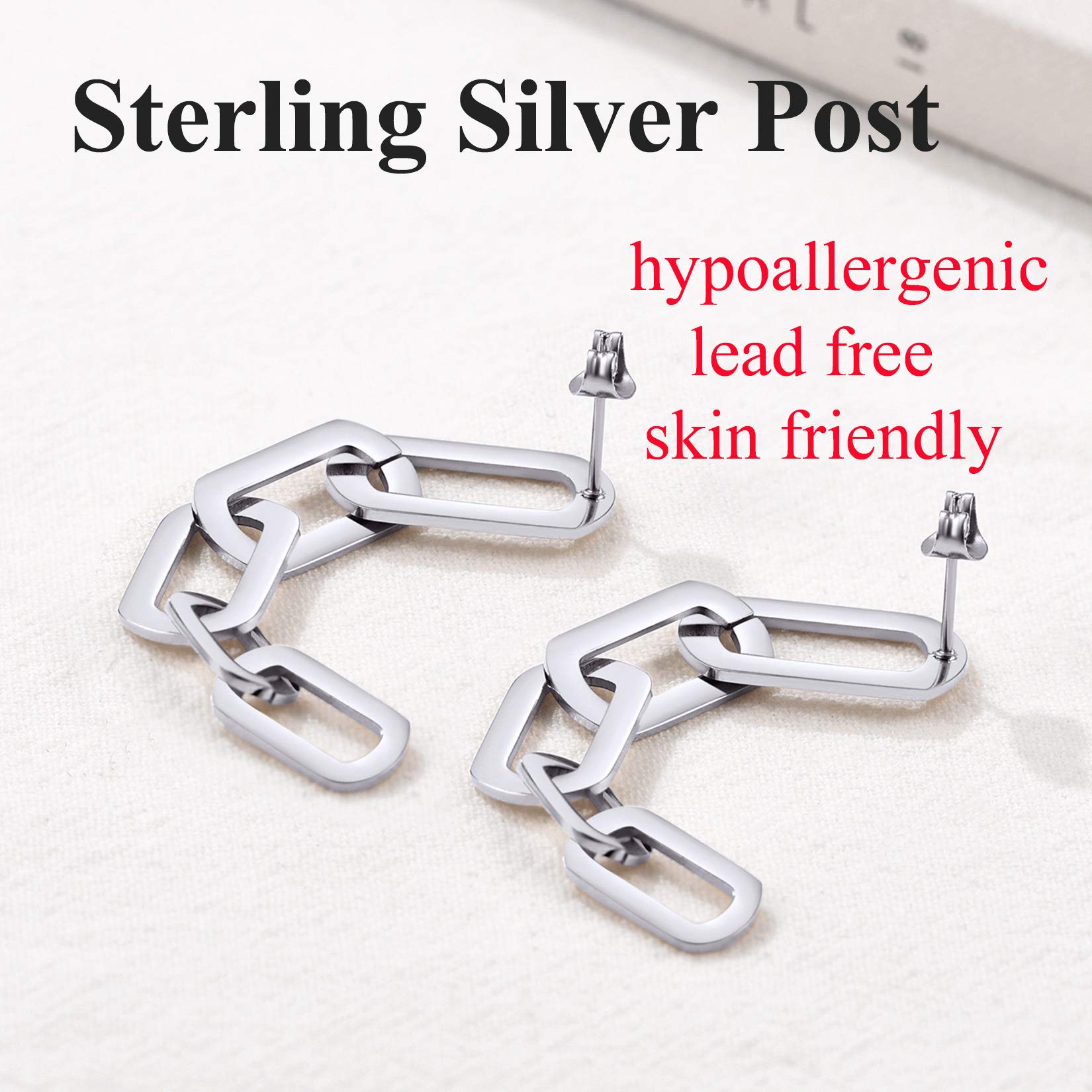Trendy Gold Plated Chain Hoop Earrings for Women - European Style Dangle & Cuff Earrings with Surgical Steel Posts - Perfect for Parties, Weddings & Everyday Wear