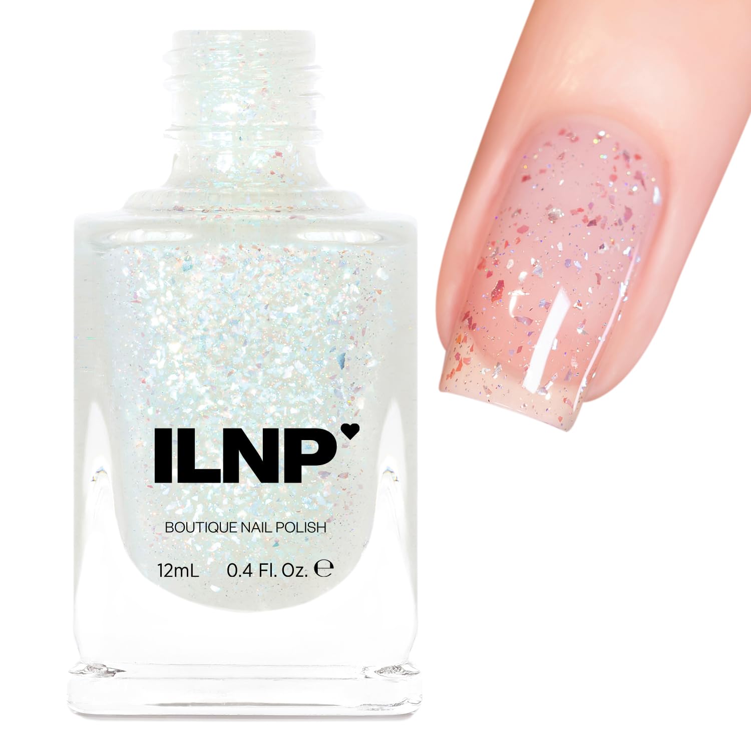 ILNP Icy Blue Iridescent Nail Polish - Flakie Topper for Winter Nails