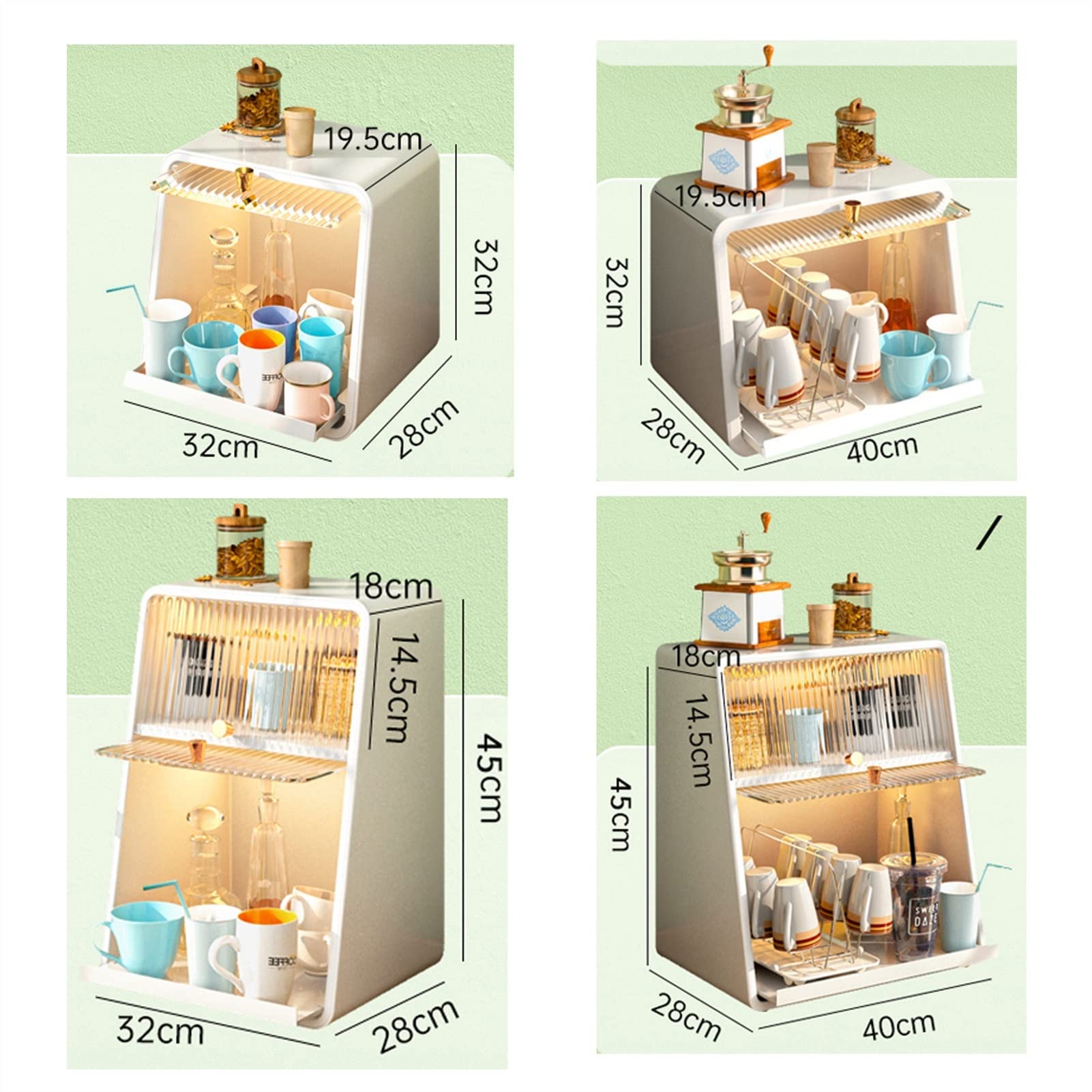 TOMYEUS Sideboard Buffet Cabinet - Single/Double Layer Cup Storage Organizer for Office, Kitchen & Dining Room - Tea Set Holder, Water Cup Rack, Tableware Dust-Proof Storage - Perfect for Home, Office, and Restaurant Organization