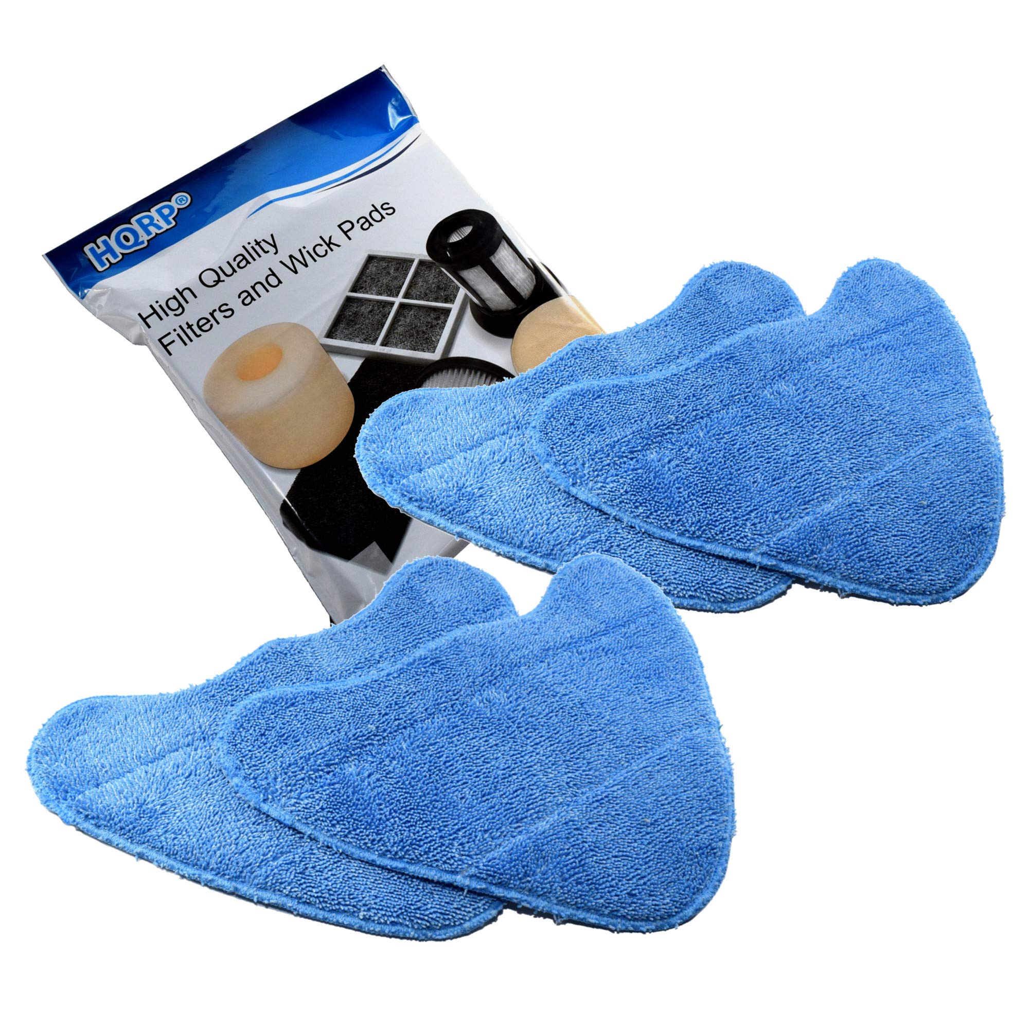 HQRP 4-Pack Microfiber Steam Mop Pads Replacement for Hoover WH01000 - Compatible with Hoover WH20200, WH20201 Steam Mops & WH20300 Canister Steam Cleaner - Ultra Absorbent, Washable Pads for Deep Cleaning Floors & Carpets - Perfect for Hardwood, Tile & Laminate Surfaces