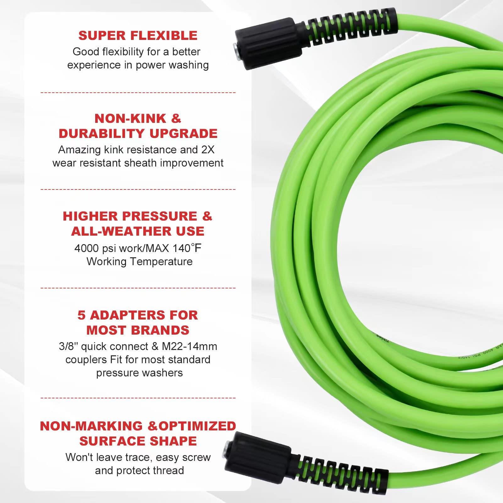 **4000 PSI High Pressure Washer Hose 50 FT, 1/4