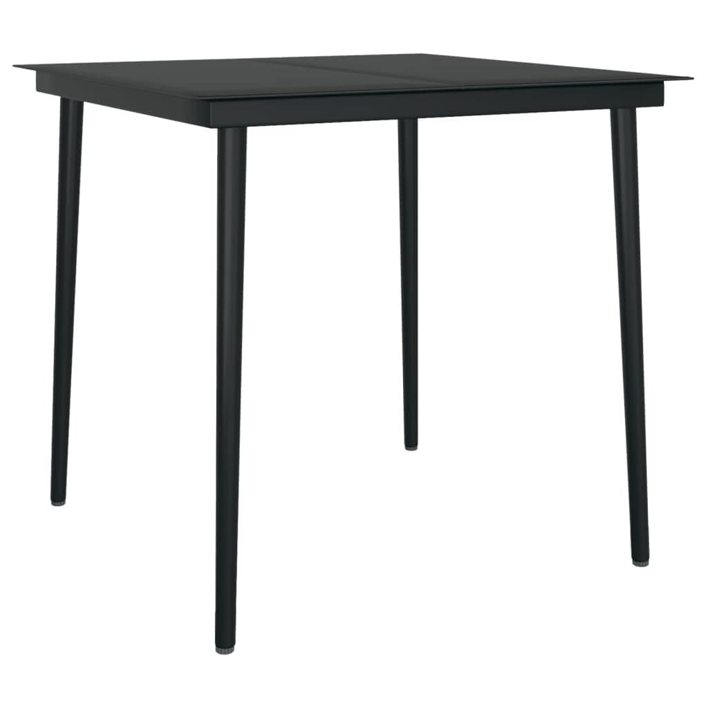 vidaXL Black Steel and Glass Square Patio Dining Table - Outdoor Dinner Table for Garden, Balcony, Patio | Perfect for Al Fresco Dining, Backyard BBQs, and Outdoor Entertaining