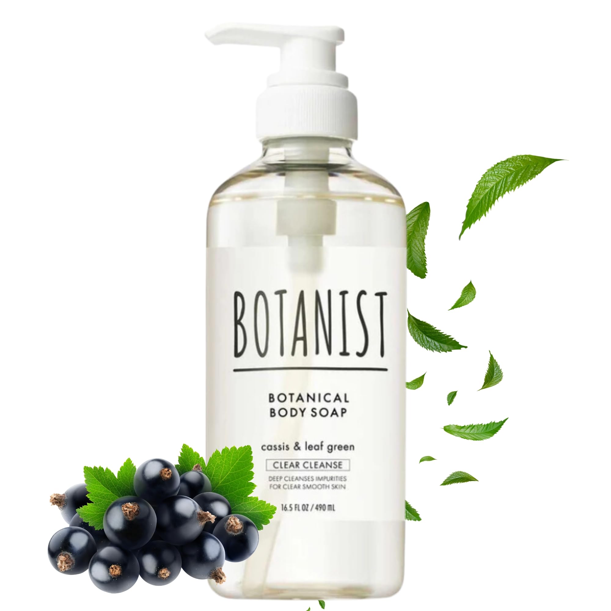 Botanist Moisturizing Daily Body Wash for Sensitive Dry Skin - Shea Butter & Coconut Oil Enriched, Sulfate & Paraben Free - Unisex Cleansing Gel (Cassis Leaf & Leaf Green Scent, 16.5 Fl Oz/490mL) - Perfect for Gentle Shower & Bath Time Relaxation