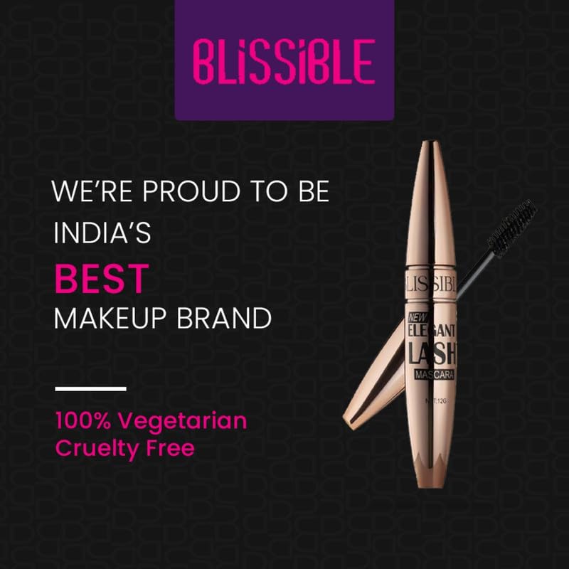 Blissible Volumizing & Lengthening Mascara - Waterproof, Smudge Proof, Long Lasting Curling Mascara for Dramatic Lashes - Up to 18 Hour Wear, Intense Black (12ml) | Perfect for Everyday Makeup, Date Nights & Special Occasions