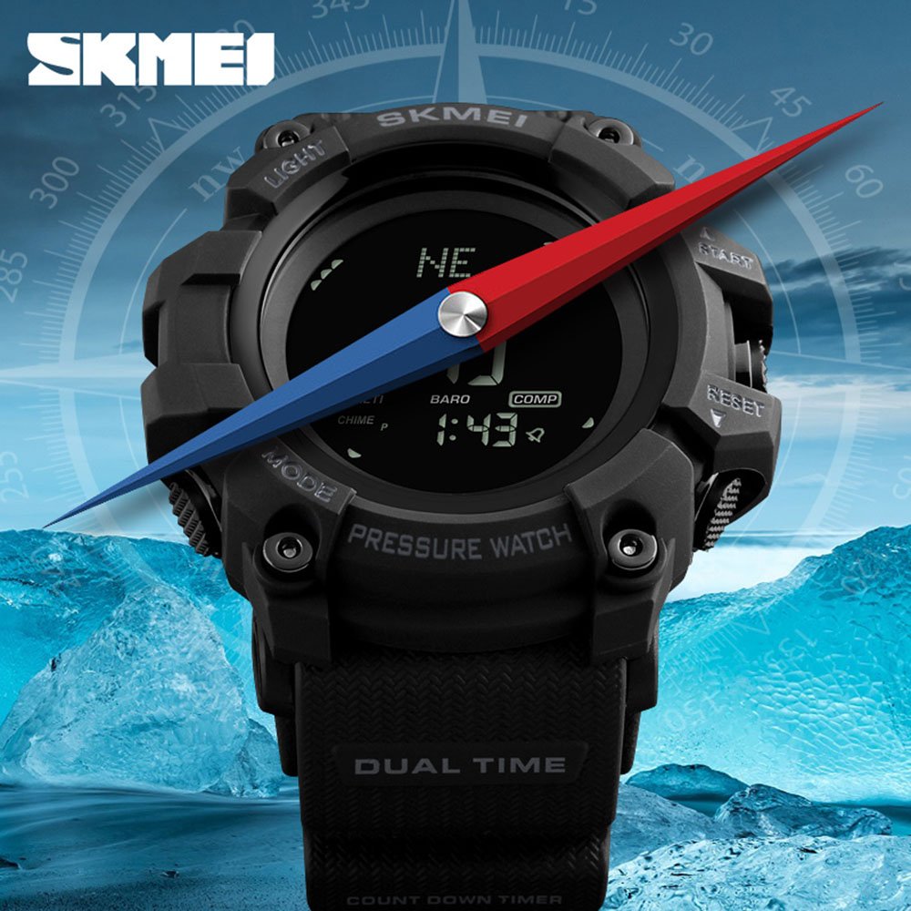 Men's Digital Sports Watch with Pedometer, Altimeter, Barometer, Compass & Thermometer - Track Steps, Calories & Weather - Perfect for Hiking, Running & Outdoor Adventures