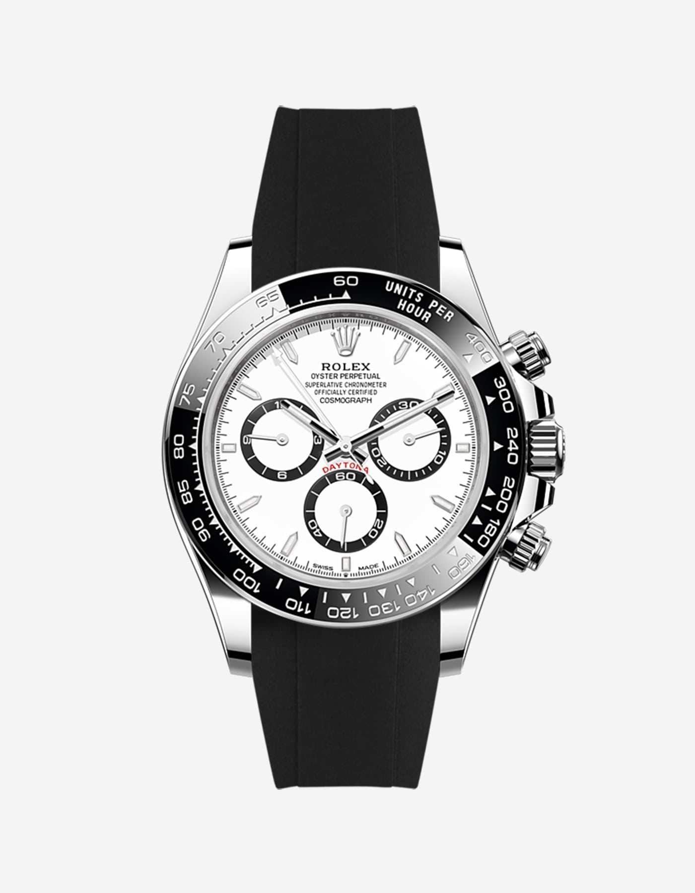 Original Rolex Daytona 116500LN Panda Rubber Watch Band - Durable Replacement Strap for Sports, Diving & Everyday Wear