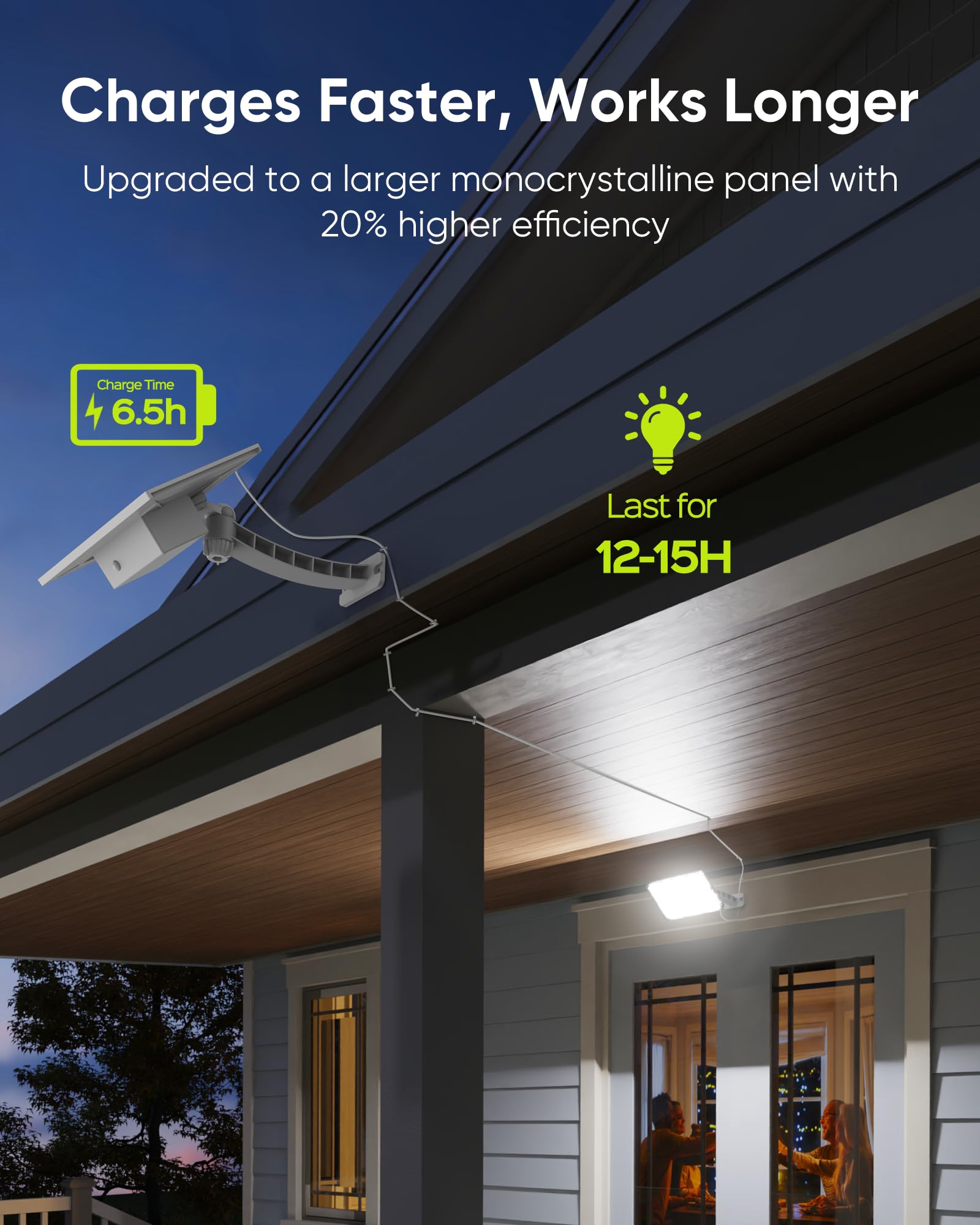 3000 Lumens Solar Lights Outdoor Waterproof - JACKYLED Solar Powered Wall Lights with Extension Cord, IP65 Weatherproof Security Lighting for Front Door, Patio, Garage, Shed, Barn - Dusk to Dawn Motion Sensor Solar Lights for Home & Garden Safety