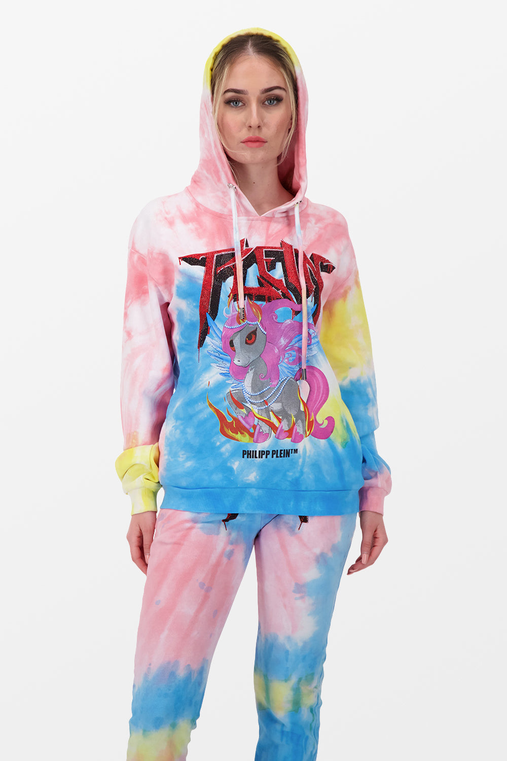 Philipp Plein Multicolor Unicorn Hoodie for Women - Trendy Graphic Pullover Sweatshirt | Perfect for Streetwear, Casual Outfits & Festival Fashion