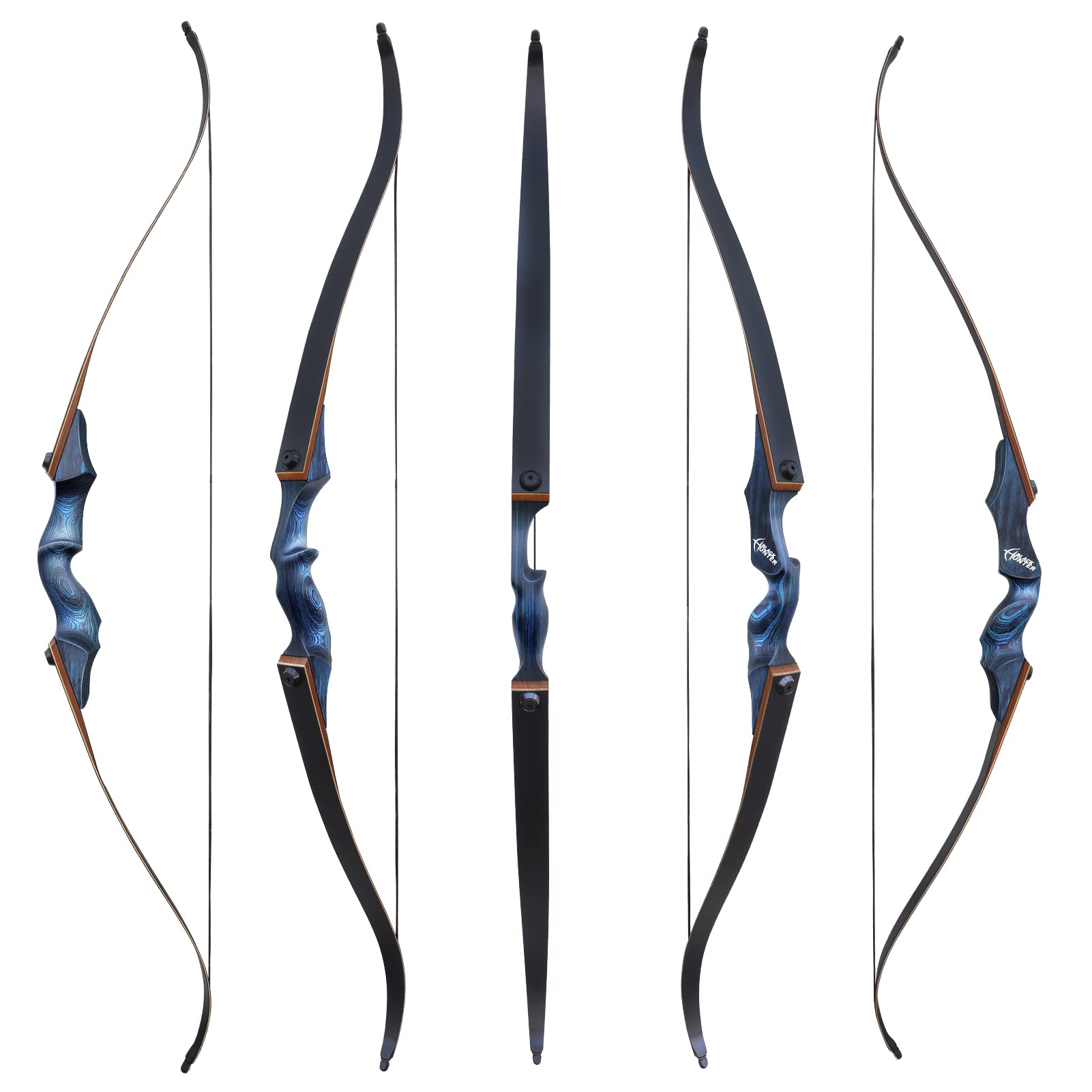 OBTOUTDOOR Black Hunter Takedown Recurve Bow Set for Adults - 60