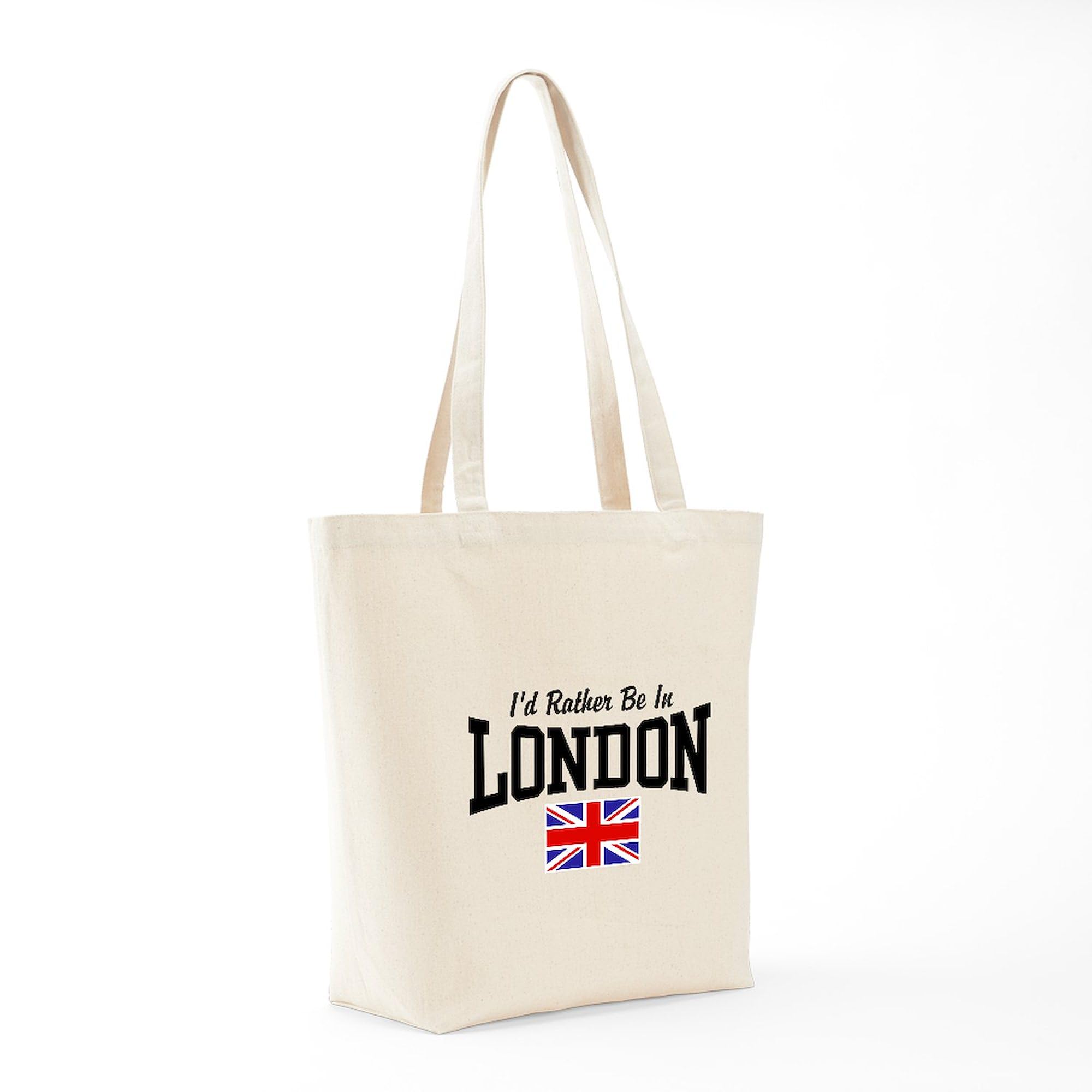 I'd Rather Be In London Tote Bag - Natural Canvas Reusable Shopping Bag for Groceries, Beach & Travel