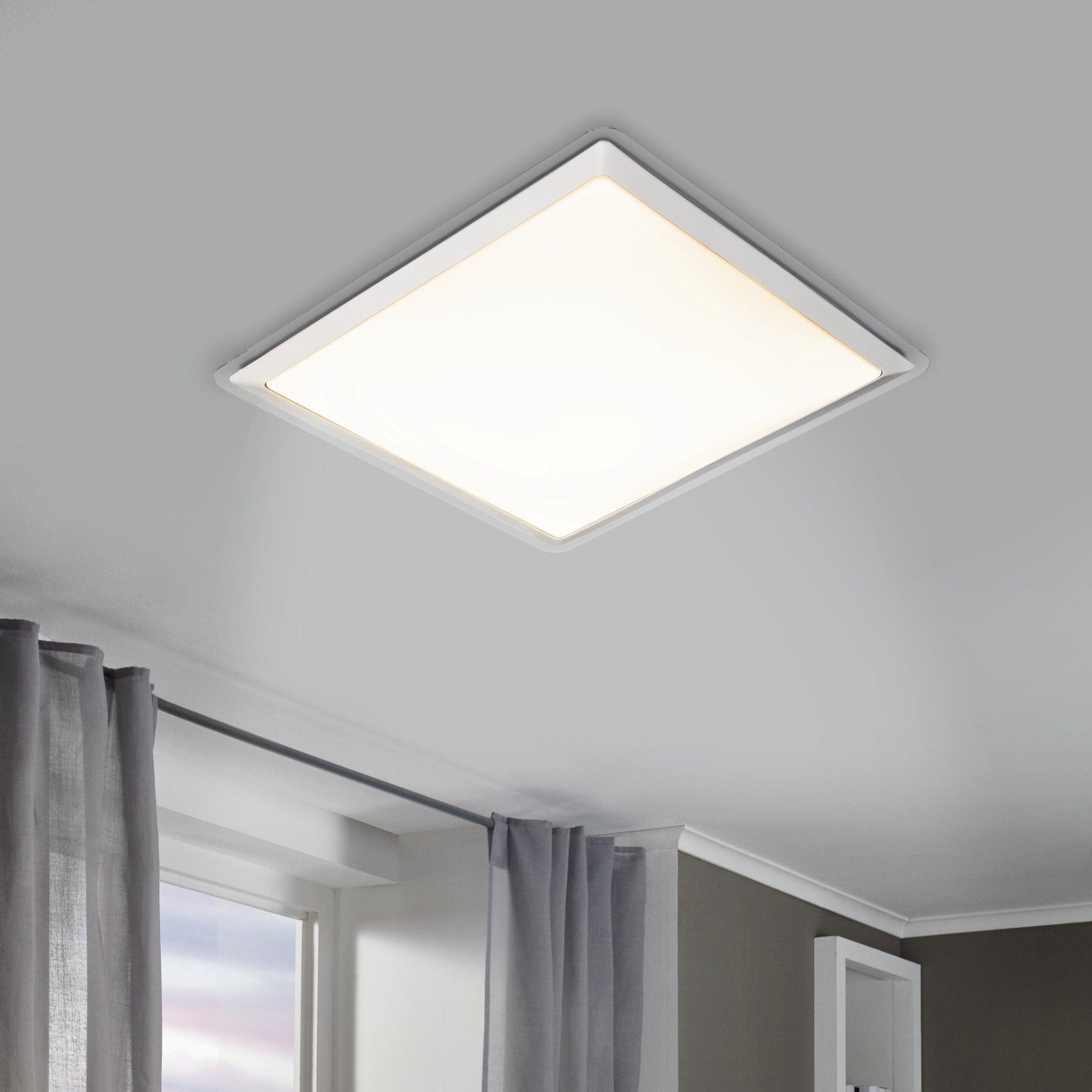 Eglo Competa 1 LED Square Silver Flush Mount Ceiling Light Fixture - 34cm Modern Lighting for Bedroom, Kitchen, Hallway & Office