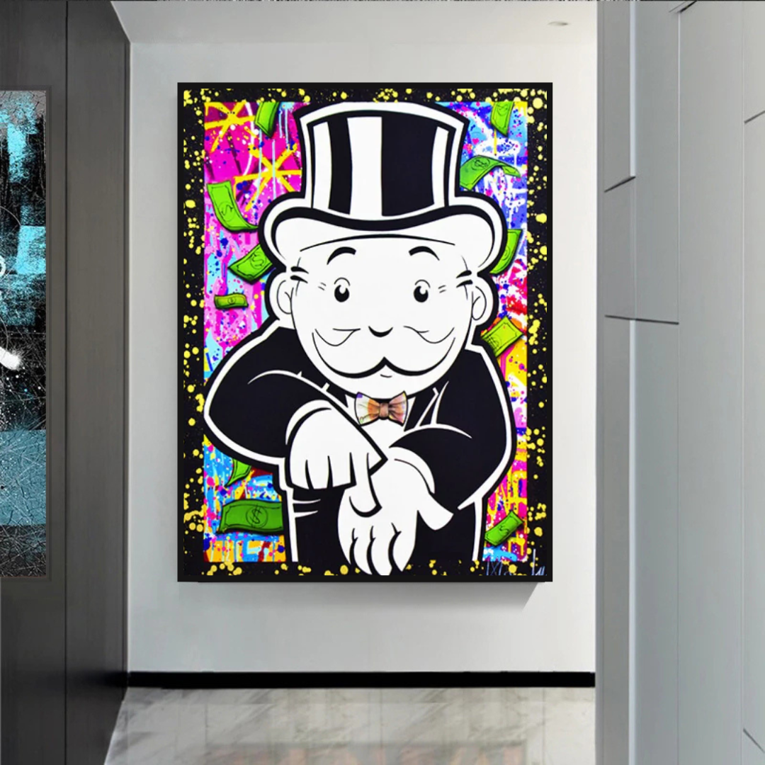 Alec Monopoly 'Give Me Money' Canvas Art Print - Pop Culture Wall Decor for Living Room, Bedroom & Office
