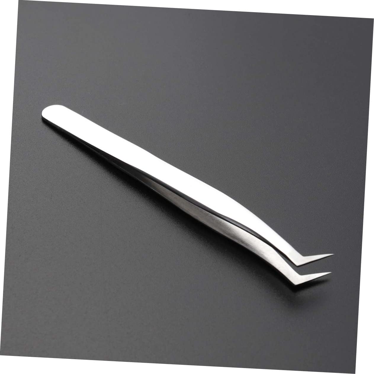 Premium Stainless Steel False Eyelash Tweezers - 7-Shaped Clip for Lash Extensions & Makeup | Professional Precision Tool for Salon & Home Use